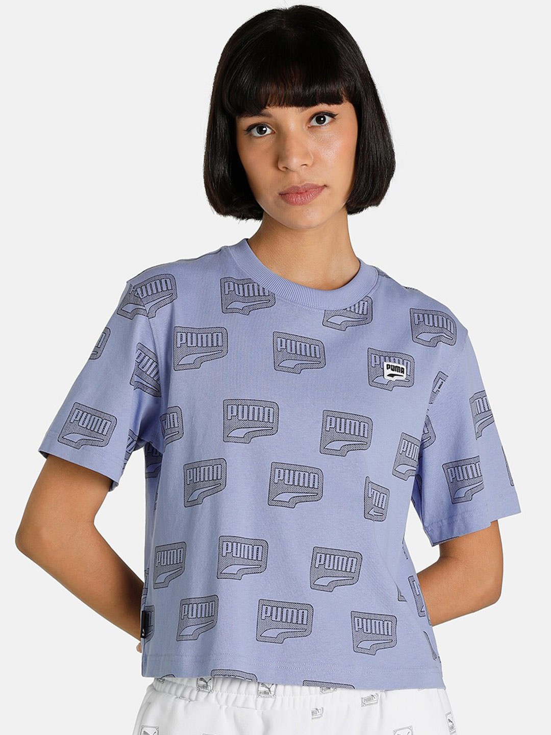 

Puma Women Relaxed Fit Downtown AOP T-Shirt, Lavender