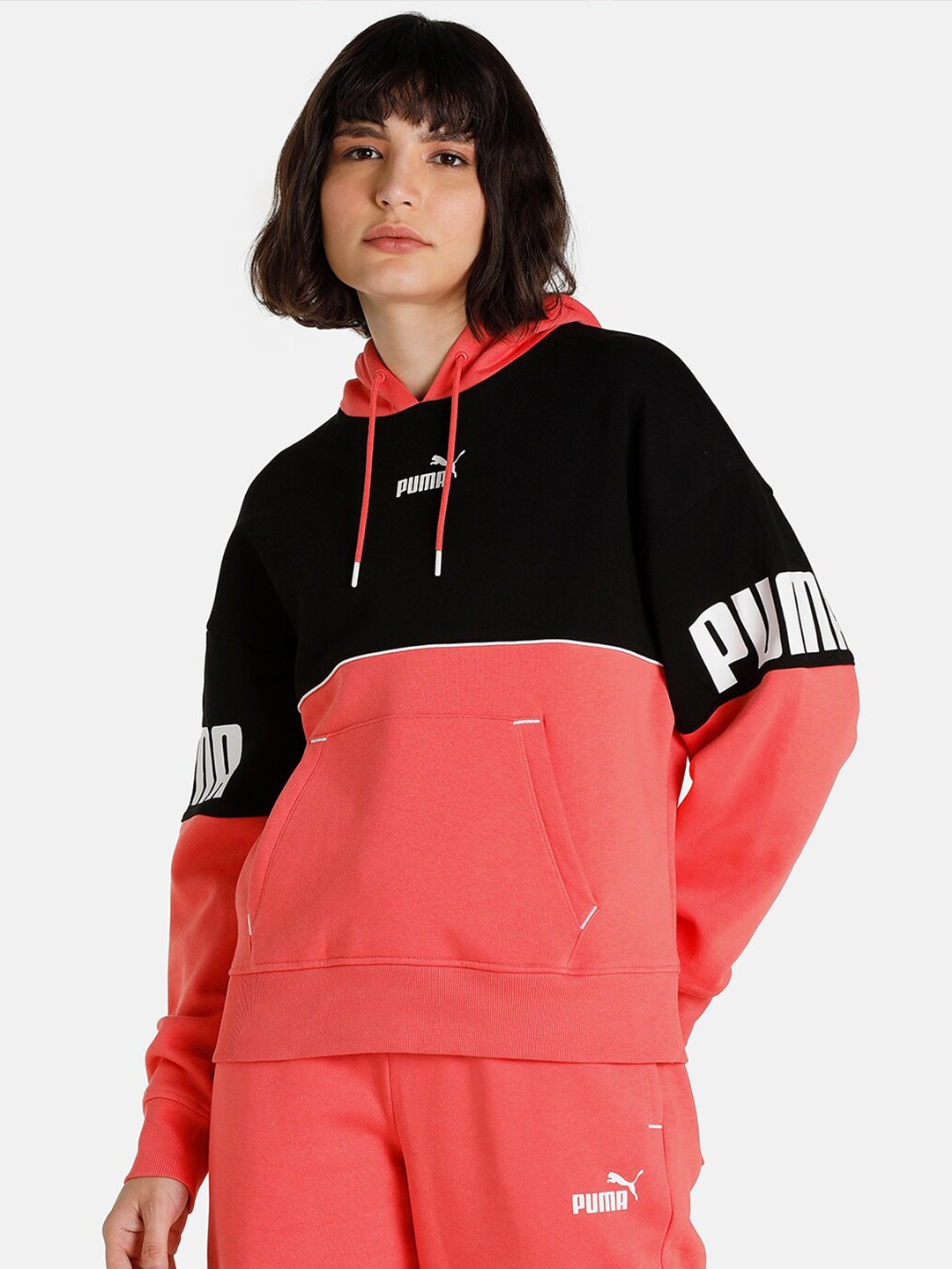 

Puma Women Pink Puma Power ColorBl Colourblocked Sweatshirt