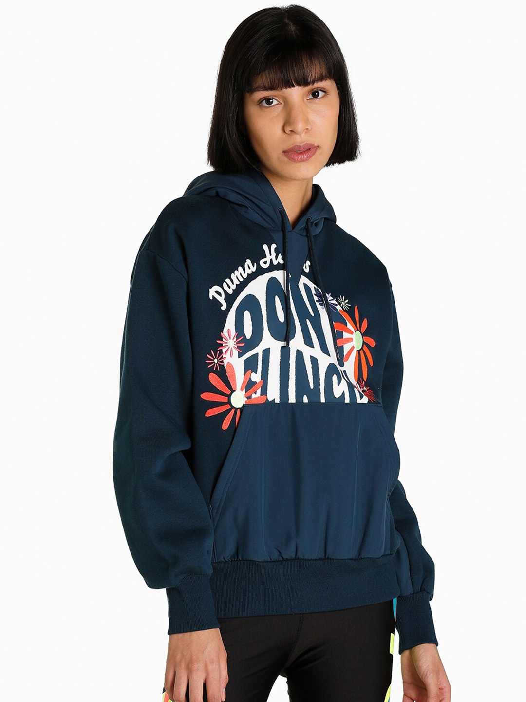 

Puma Women Blue Printed MOD Hoodie Sweatshirt