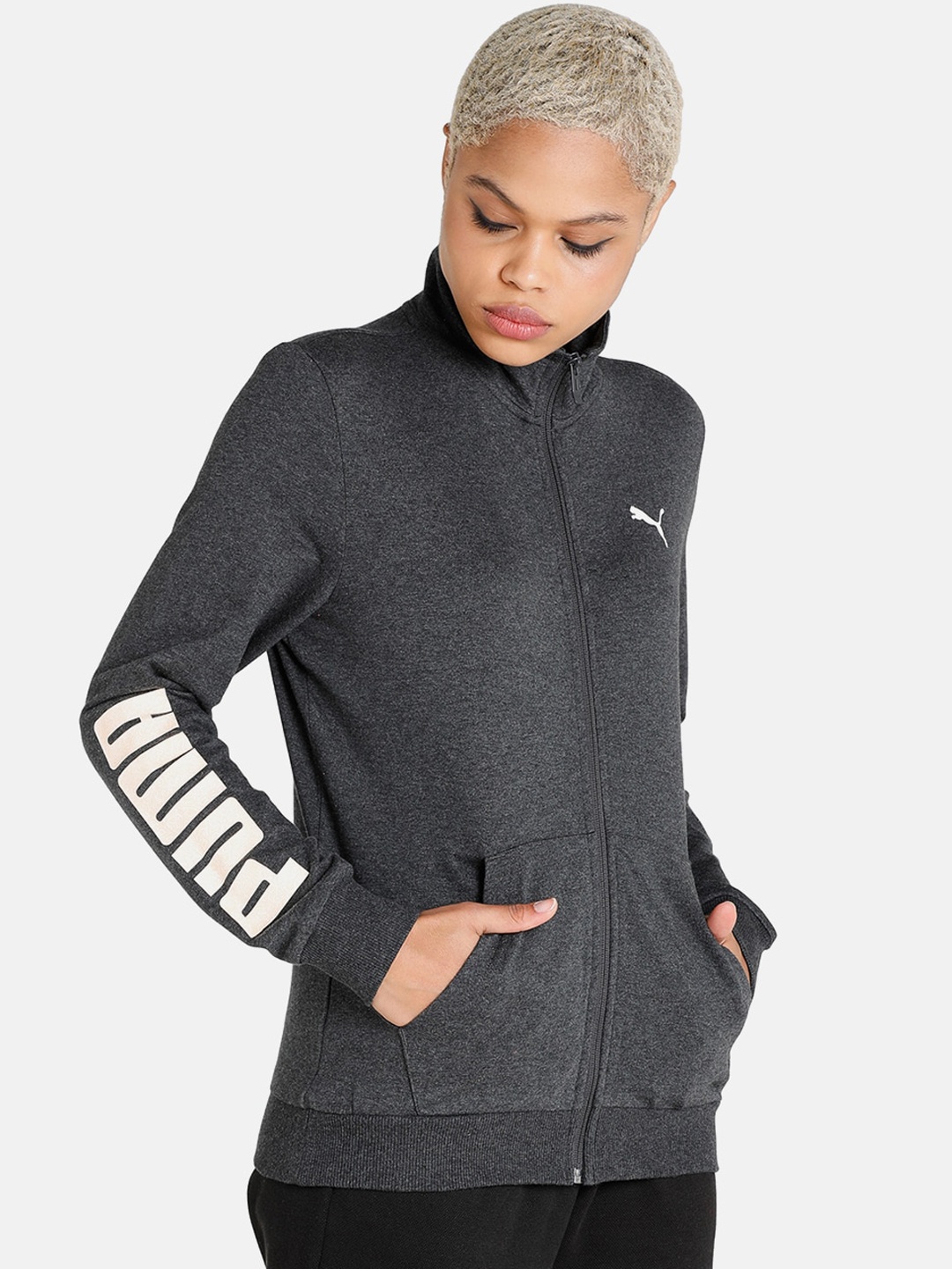 

Puma Women Regular Fit PUMA Graphic Jacket, Grey