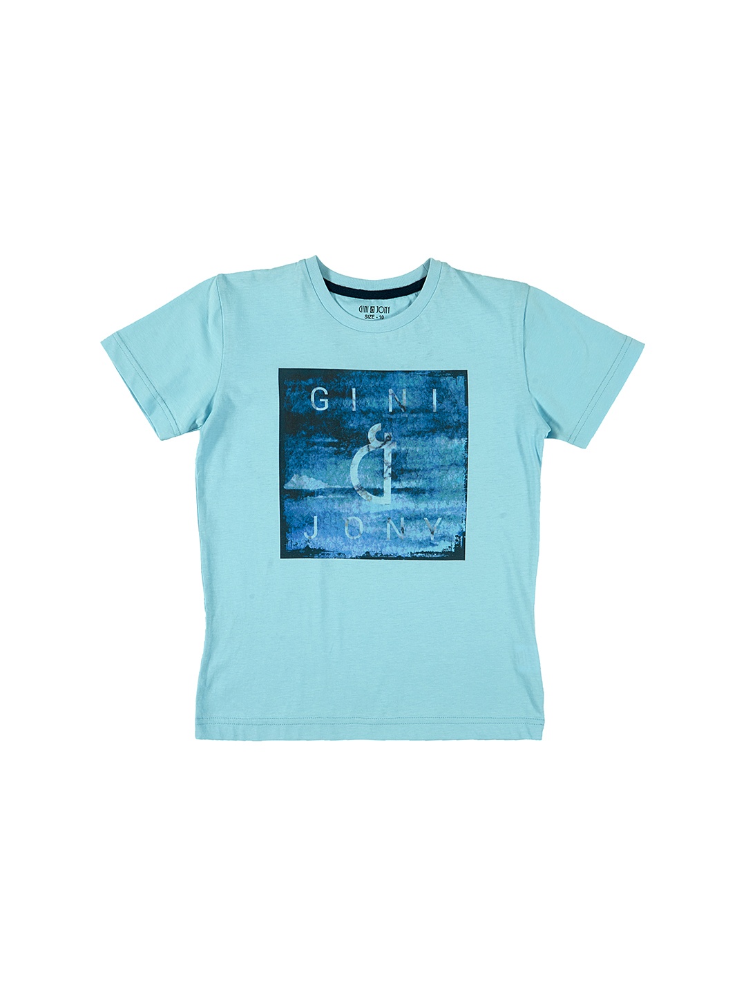 

Gini and Jony Boys Blue Printed Round Neck T-shirt