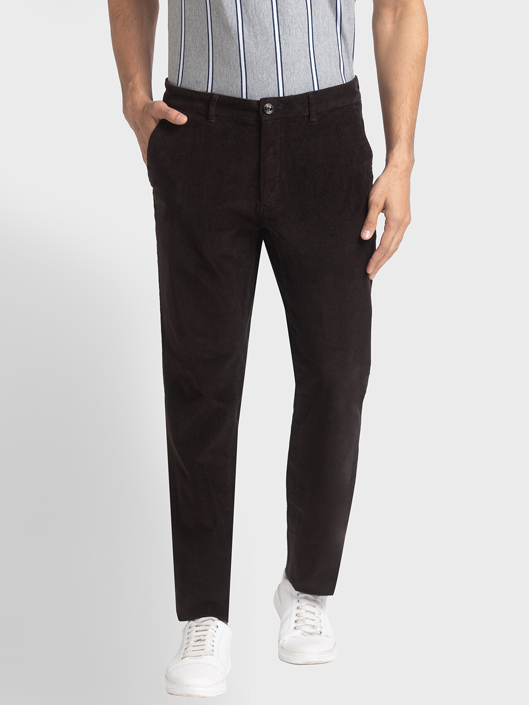 

ColorPlus Men Green Solid Cotton Trousers
