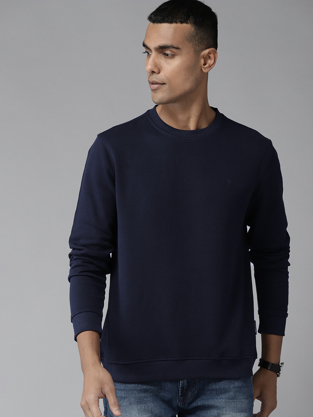 

Van Heusen Men Navy Blue Sweatshirt