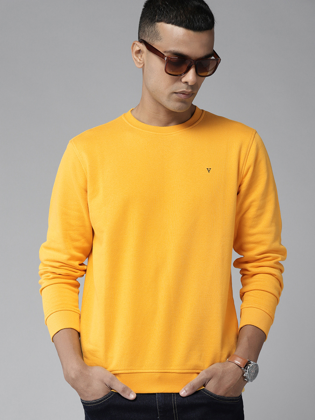 

Van Heusen Men Yellow Solid Sweatshirt