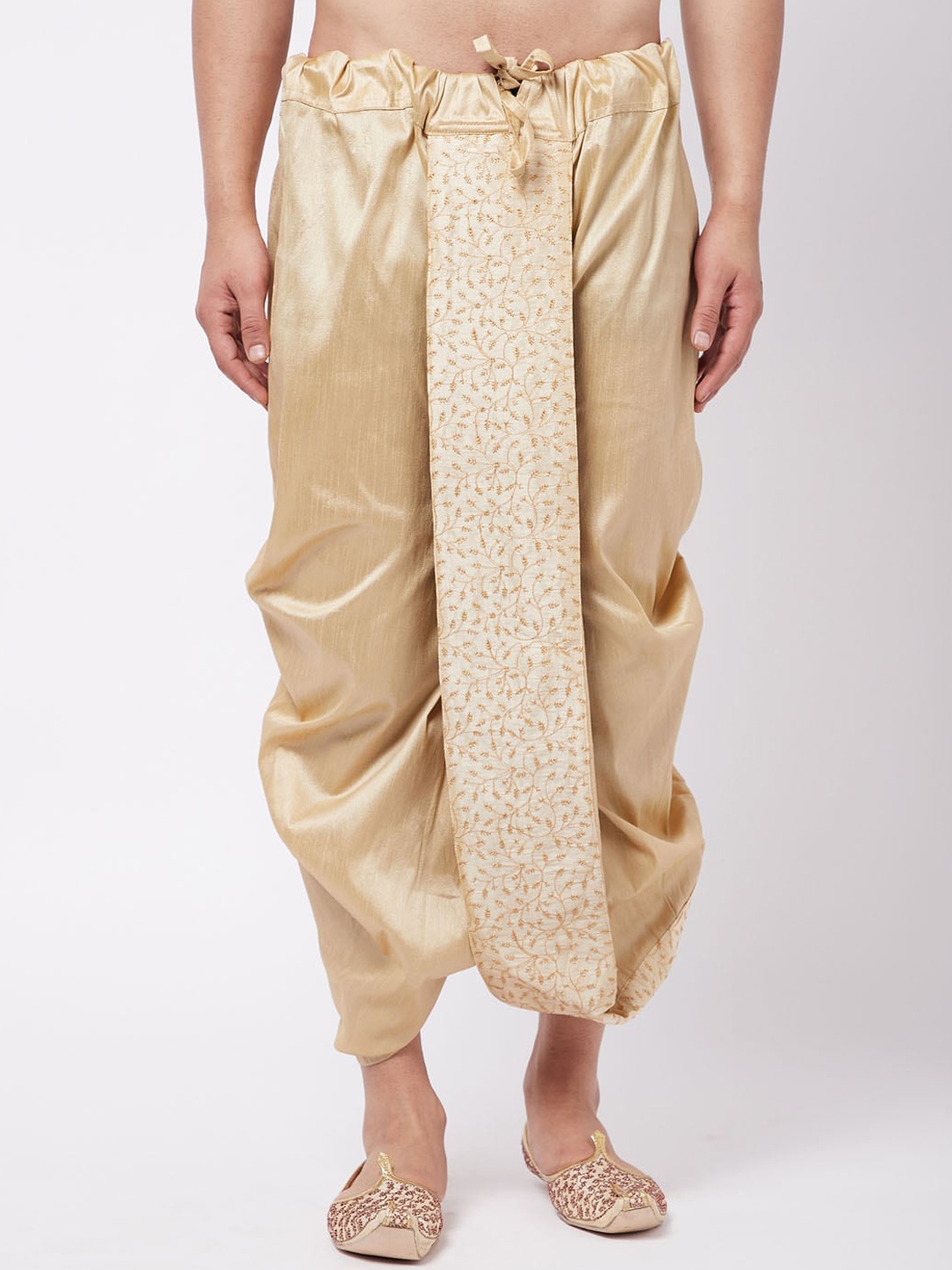 

VASTRAMAY Men Golden Embroidered Dhotis, Gold