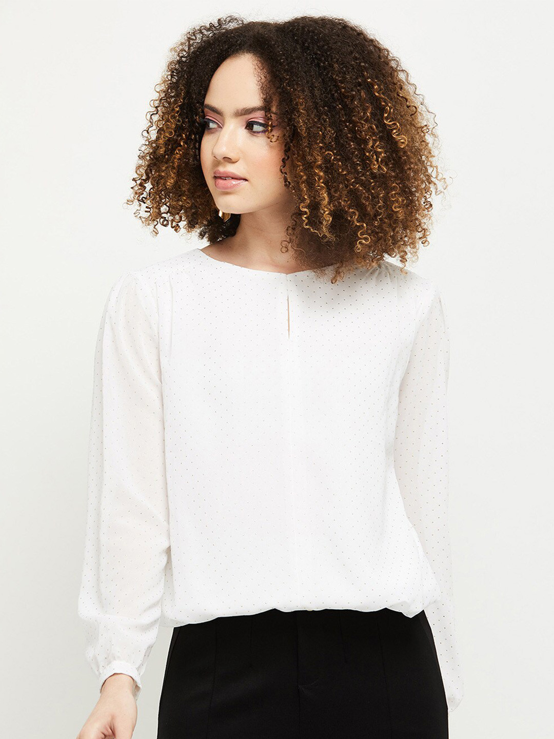 

max Cream-Coloured Keyhole Neck Top