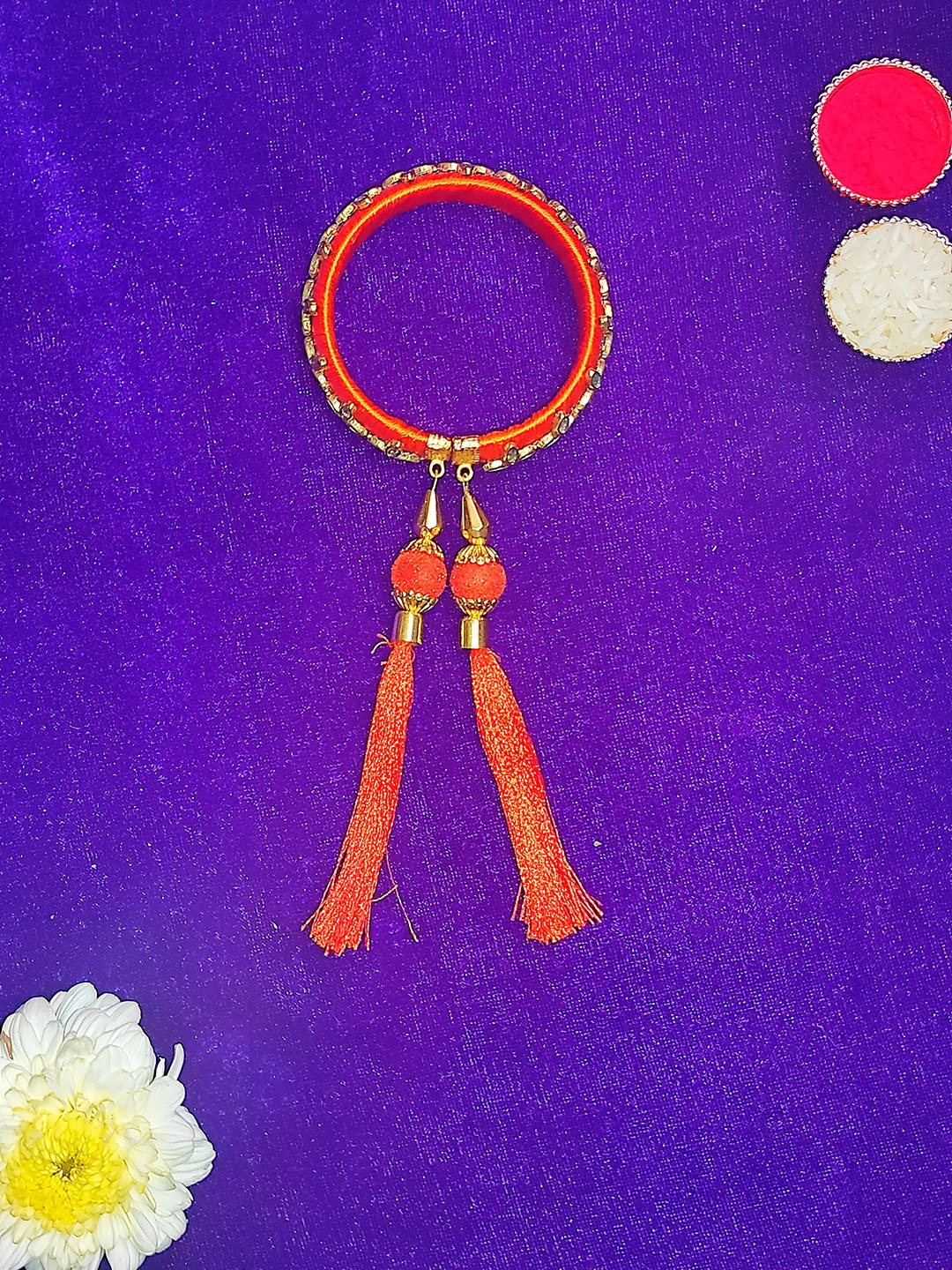 

CRAYTON Women Orange Traditional Lumba Chuda Raksha Bandhan For Bhabhi