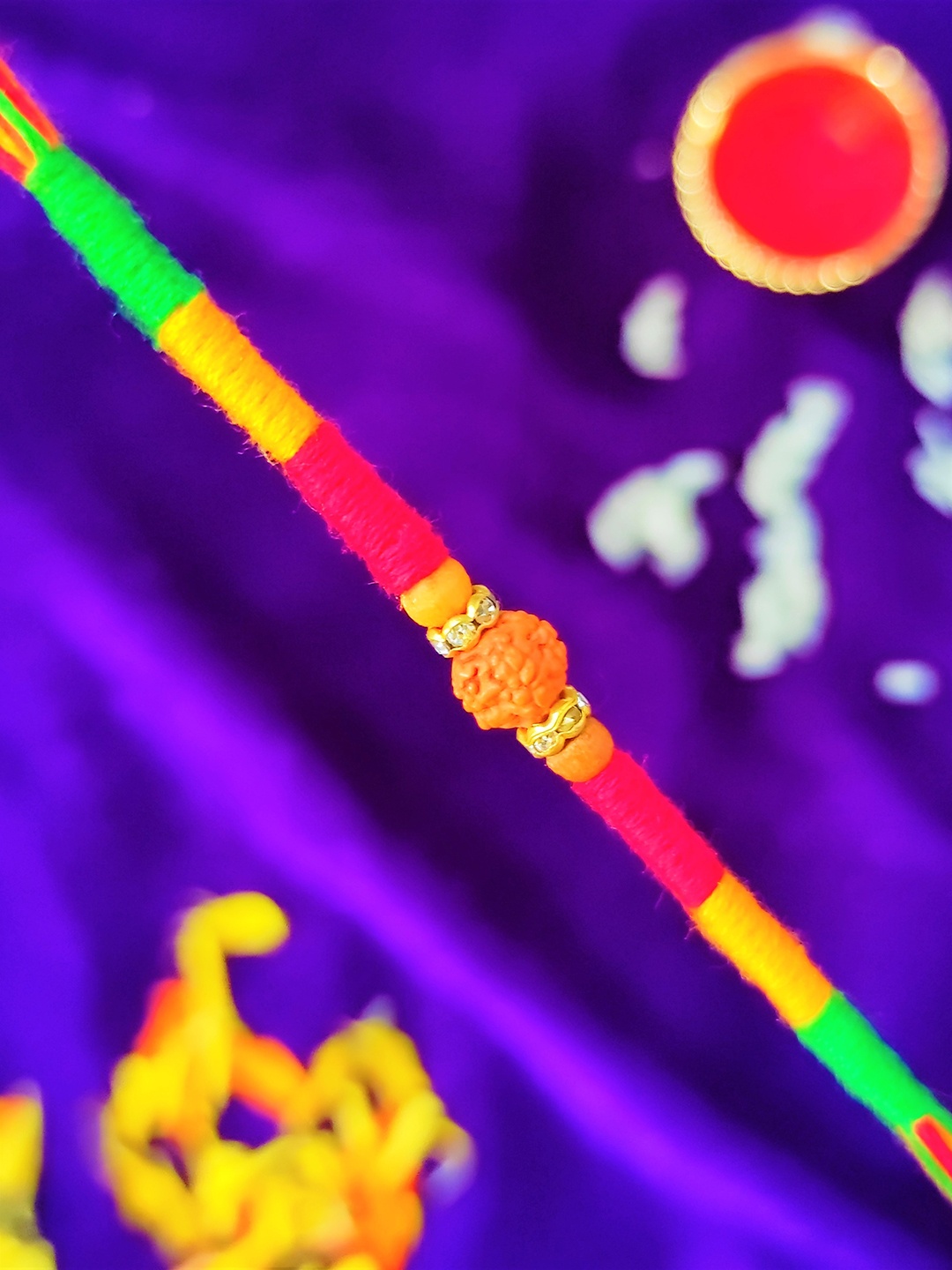 

CRAYTON Brown Stone Studded String Thread Rakhi