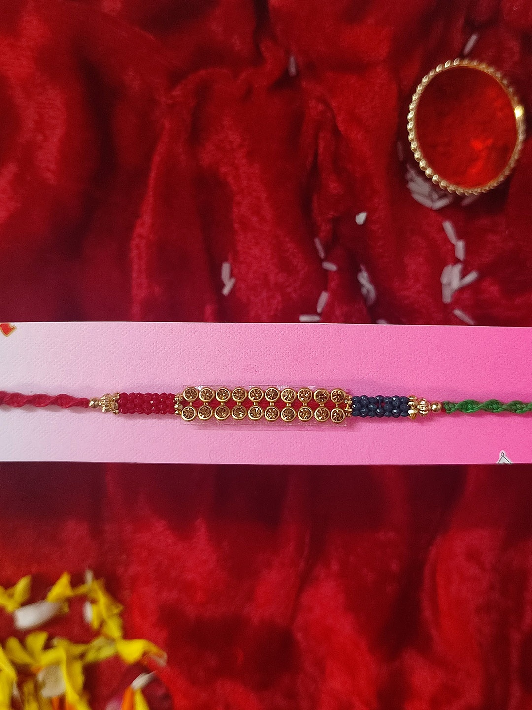 

CRAYTON Men Multi Stone Studded & Beaded Rakhi
