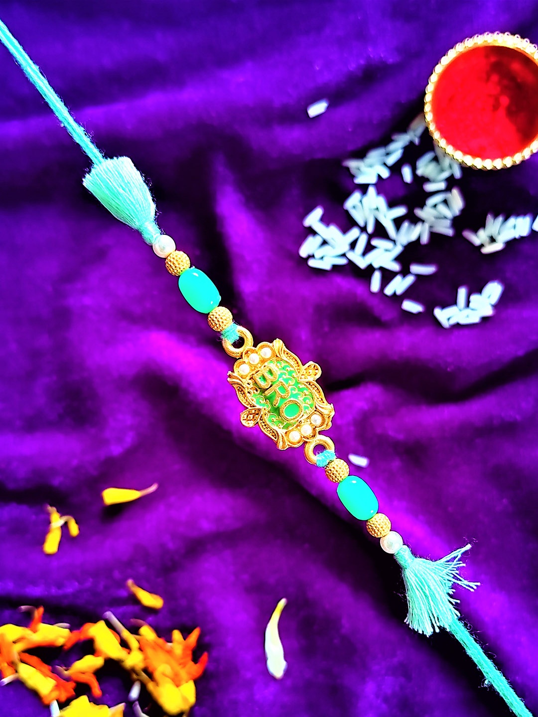 

CRAYTON Blue Bro-Beaded thread Rakhi
