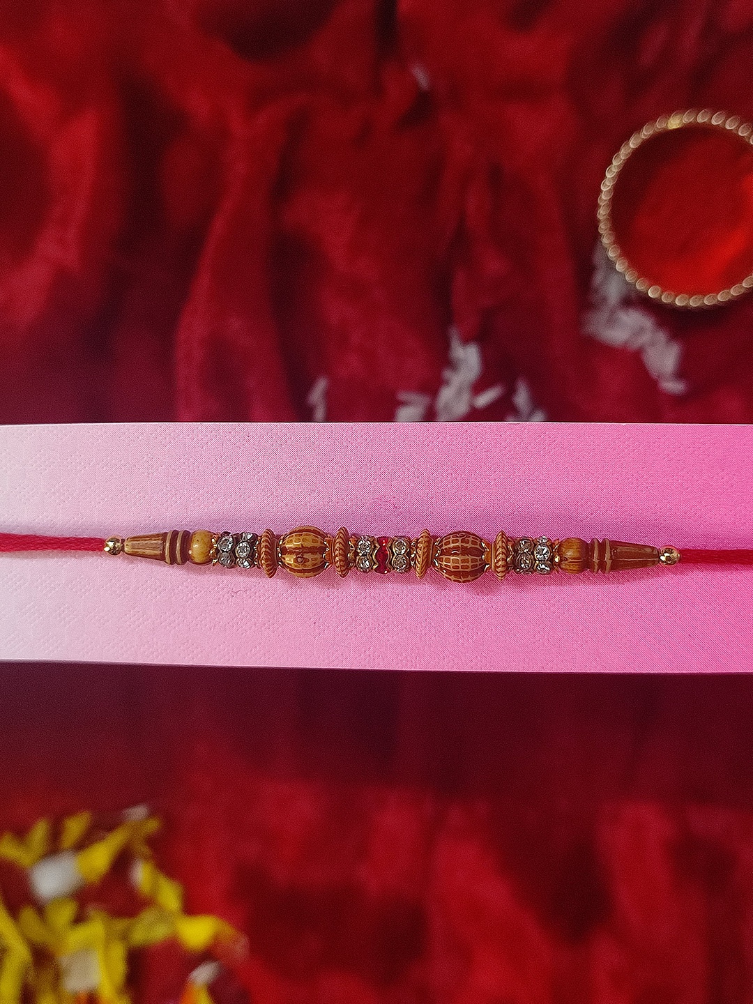 

CRAYTON Men Brown Diamond Studded Rakhi