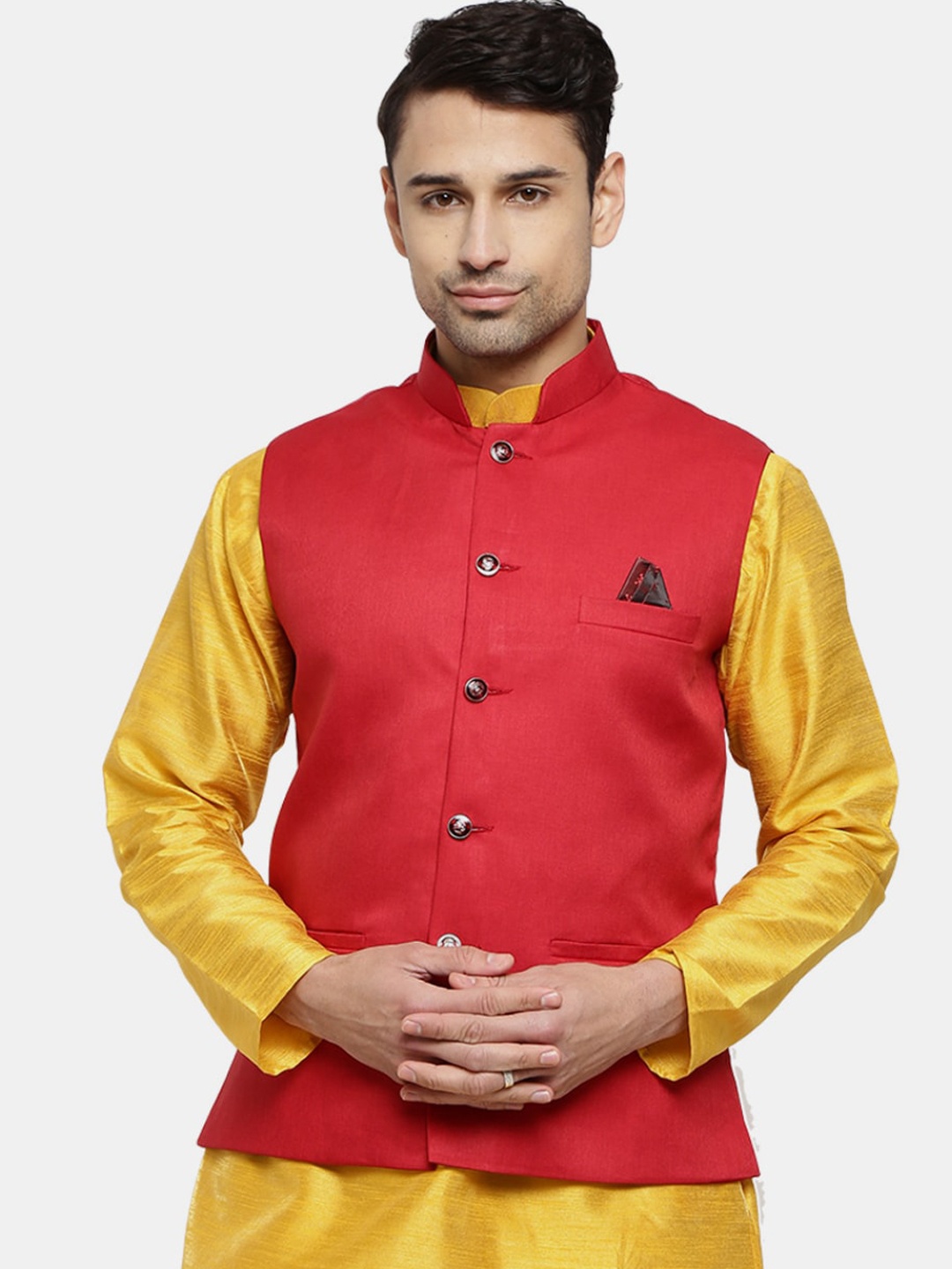 

V-Mart Men Maroon Solid Nehru Jackets