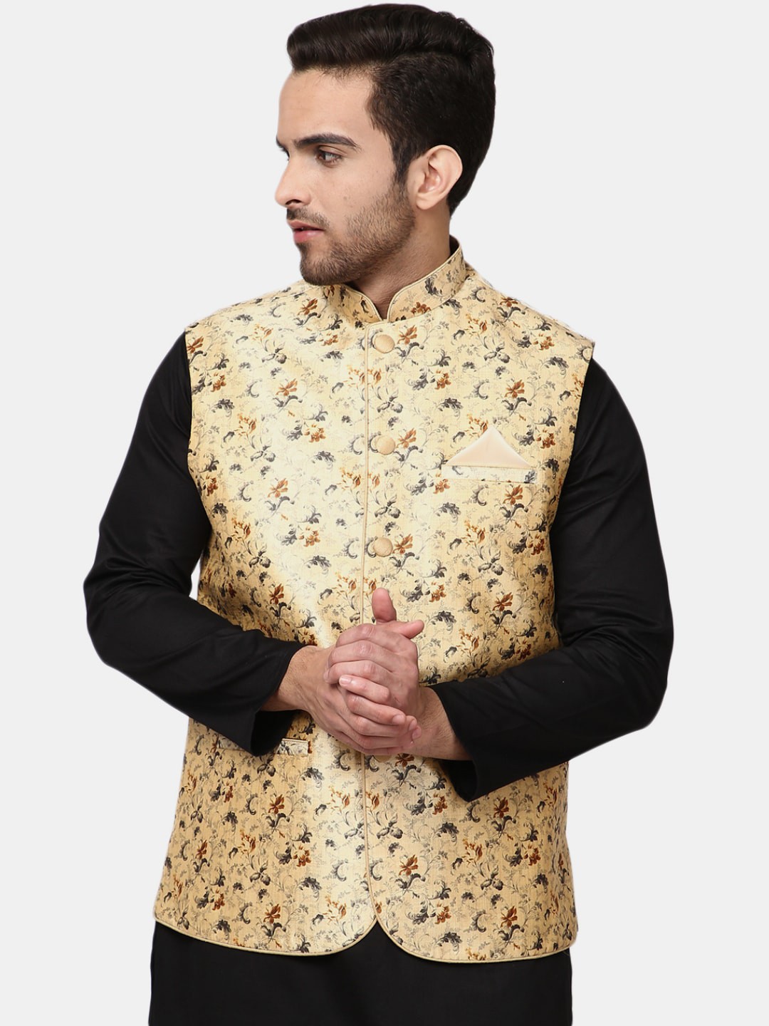 

V-Mart Men Beige Floral Nehru Jacket