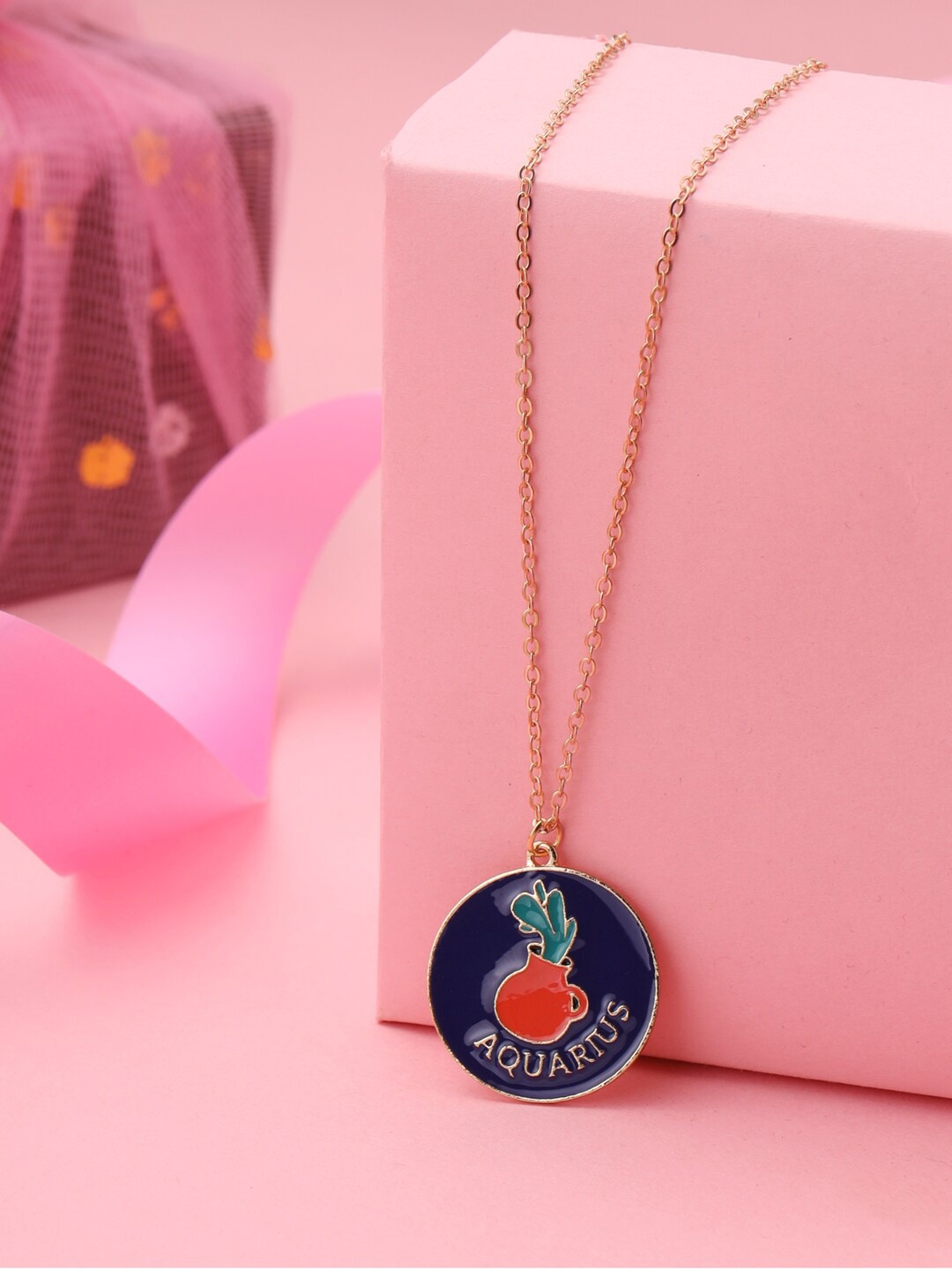 

kashwini Rose Gold & Navy Blue Brass Rose Gold-Plated Chain