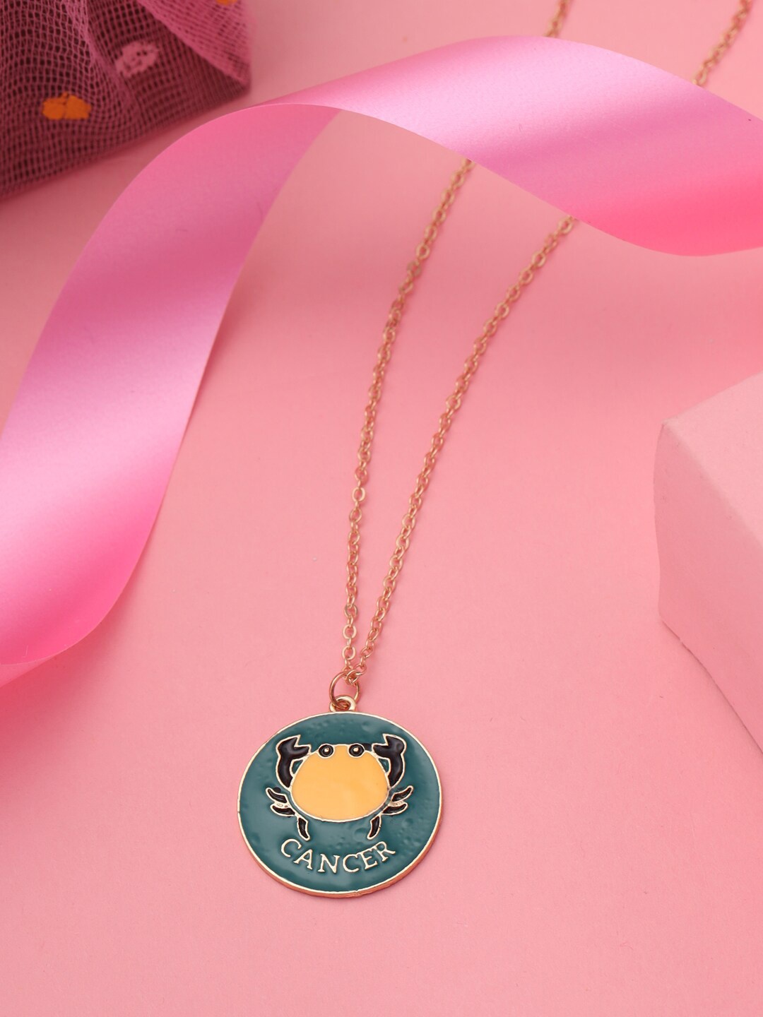 

kashwini Gold-Toned & Blue Brass Rose Gold-Plated Necklace
