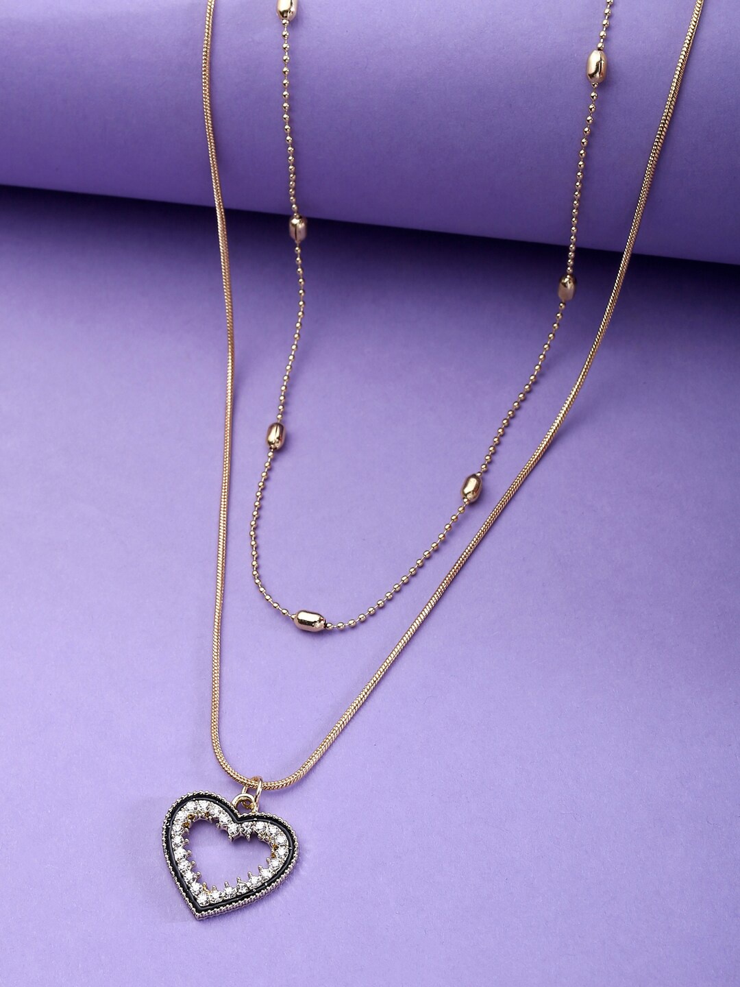 

kashwini Black Gold-Plated Layered Necklace