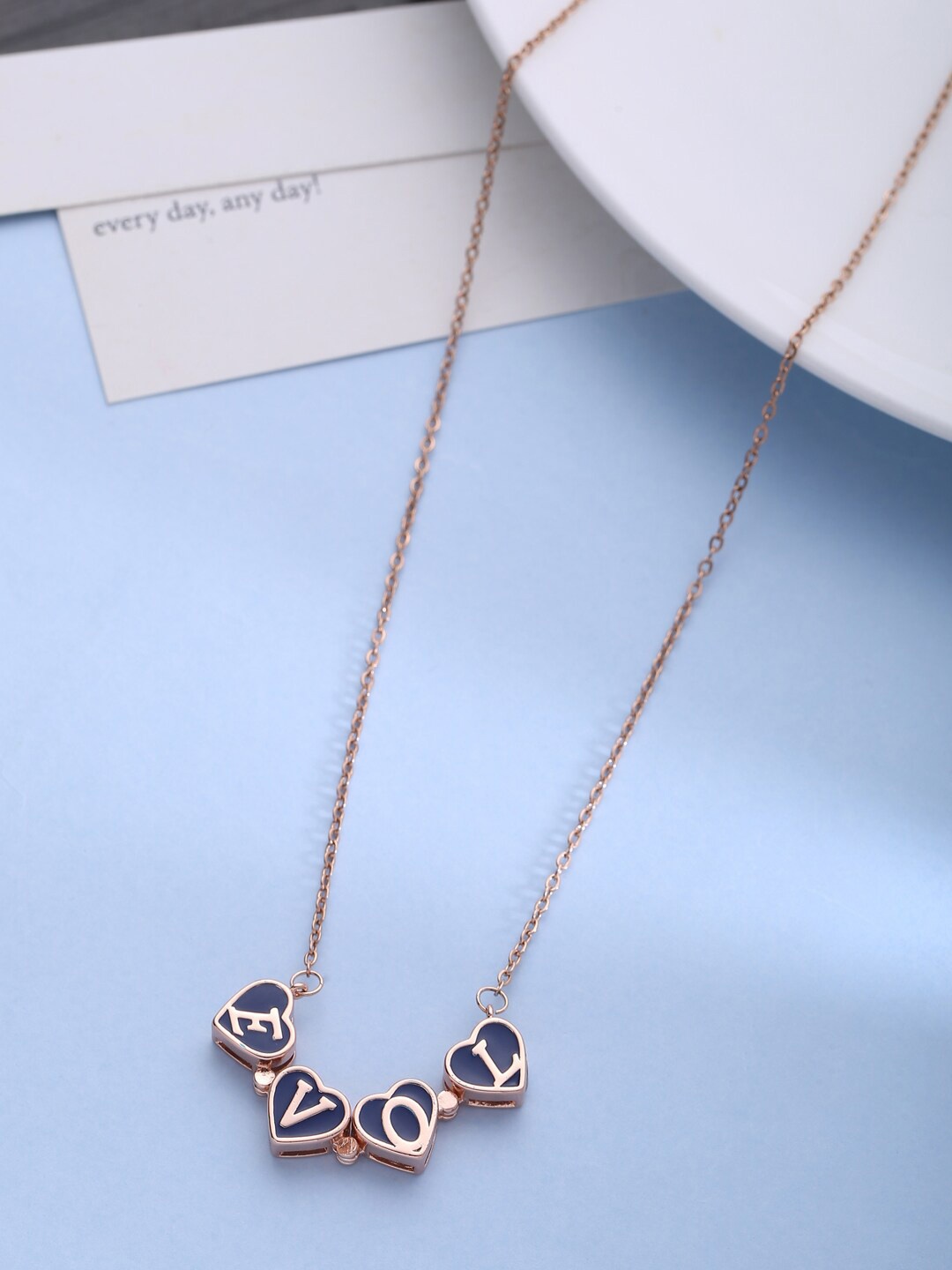 

kashwini Rose Gold & Blue Brass Rose Gold-Plated Necklace