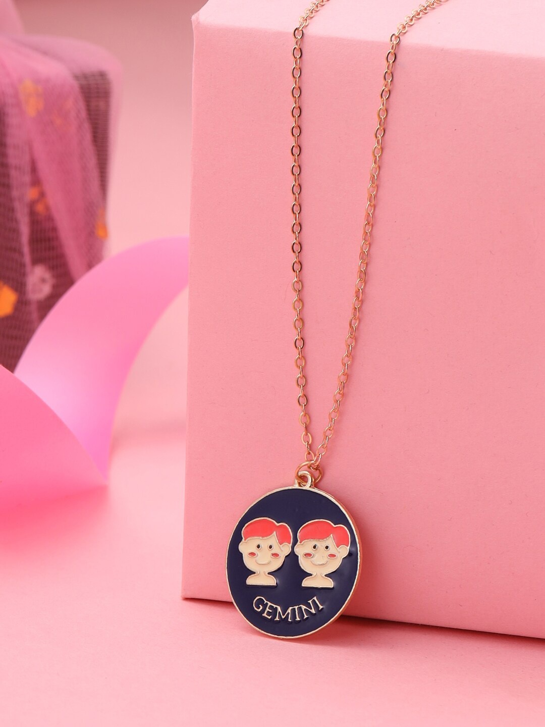 

kashwini Rose Gold & Blue Brass Rose Gold-Plated Necklace