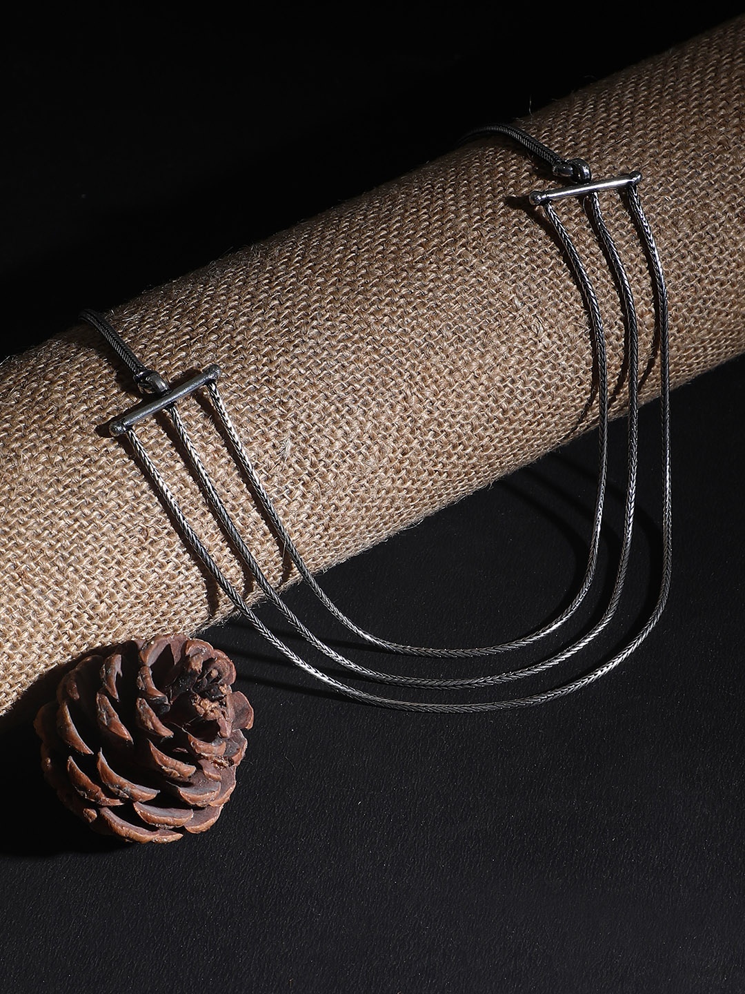 

FIROZA Silver-Toned Brass Oxidised Necklace