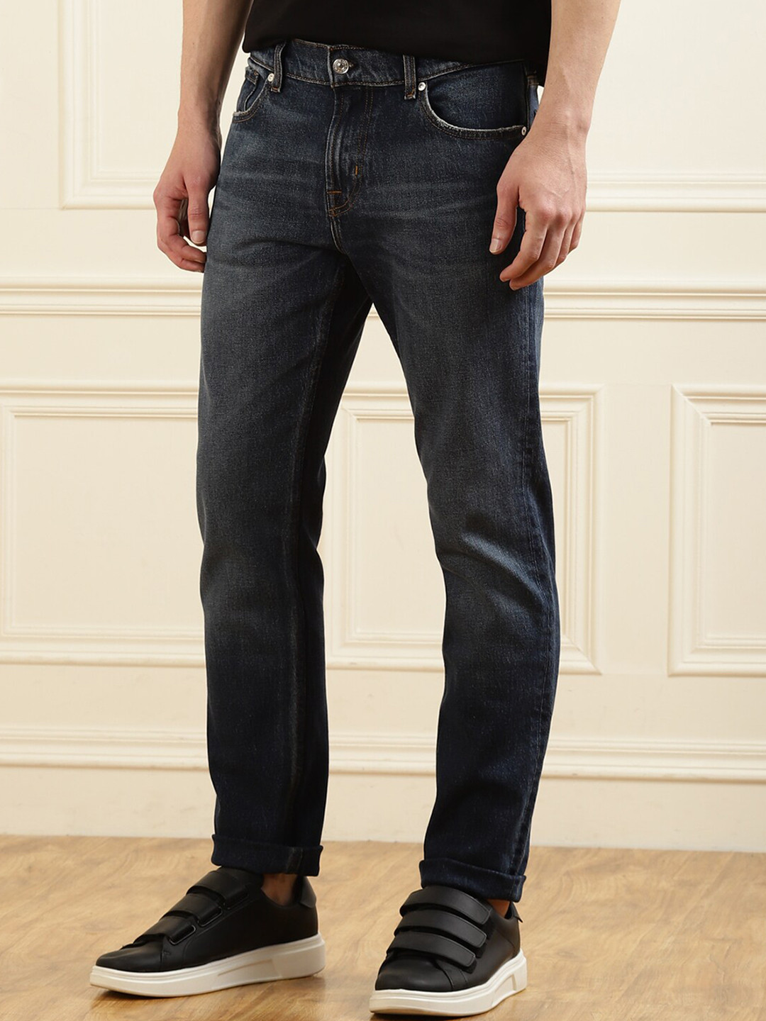 

7 For All Mankind Men Blue Slim Fit Light Fade Stretchable Jeans