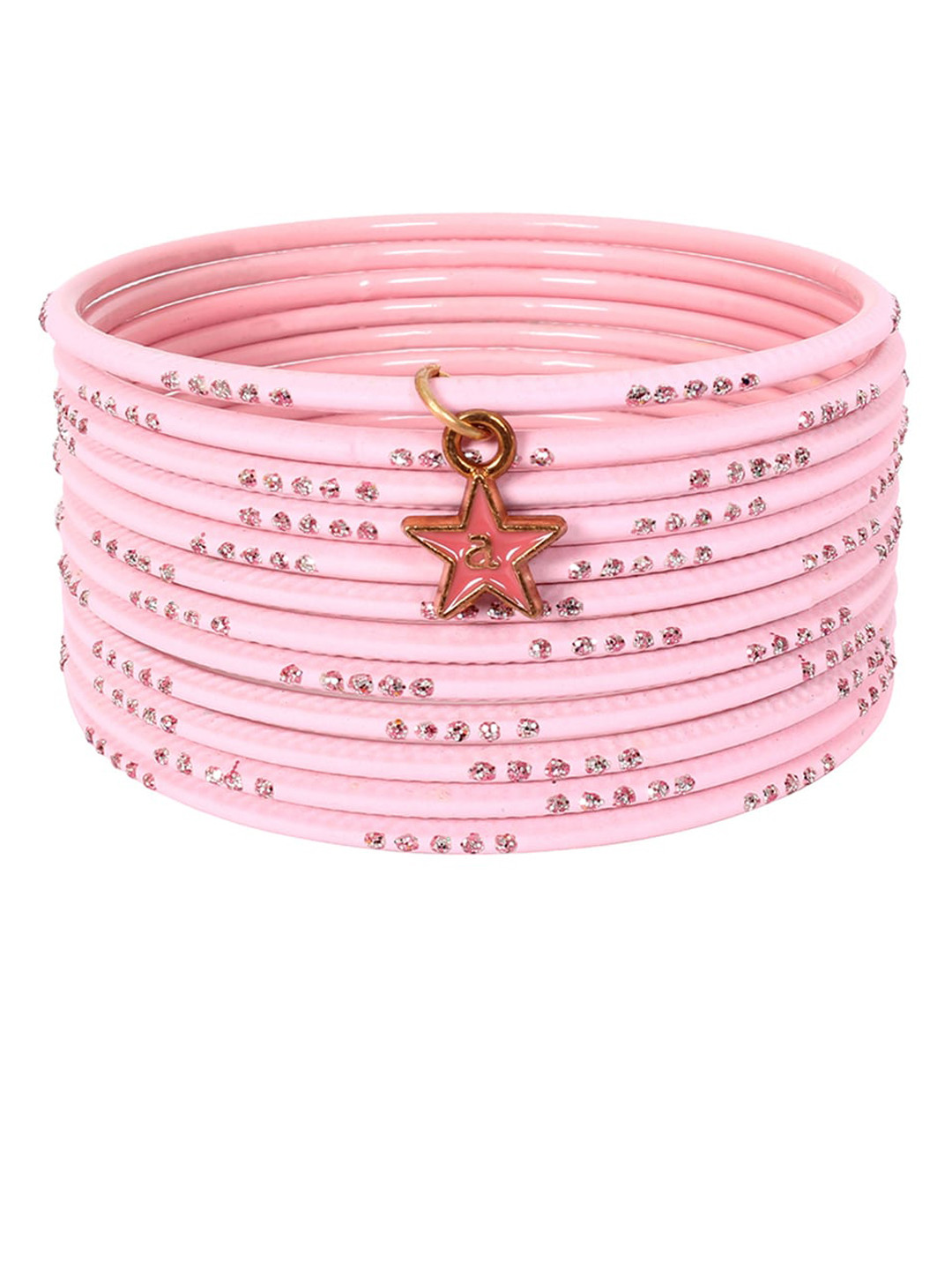 

Ayesha Set Of 12 Pink & Silver Coloured Glitter Contemporary Bangles