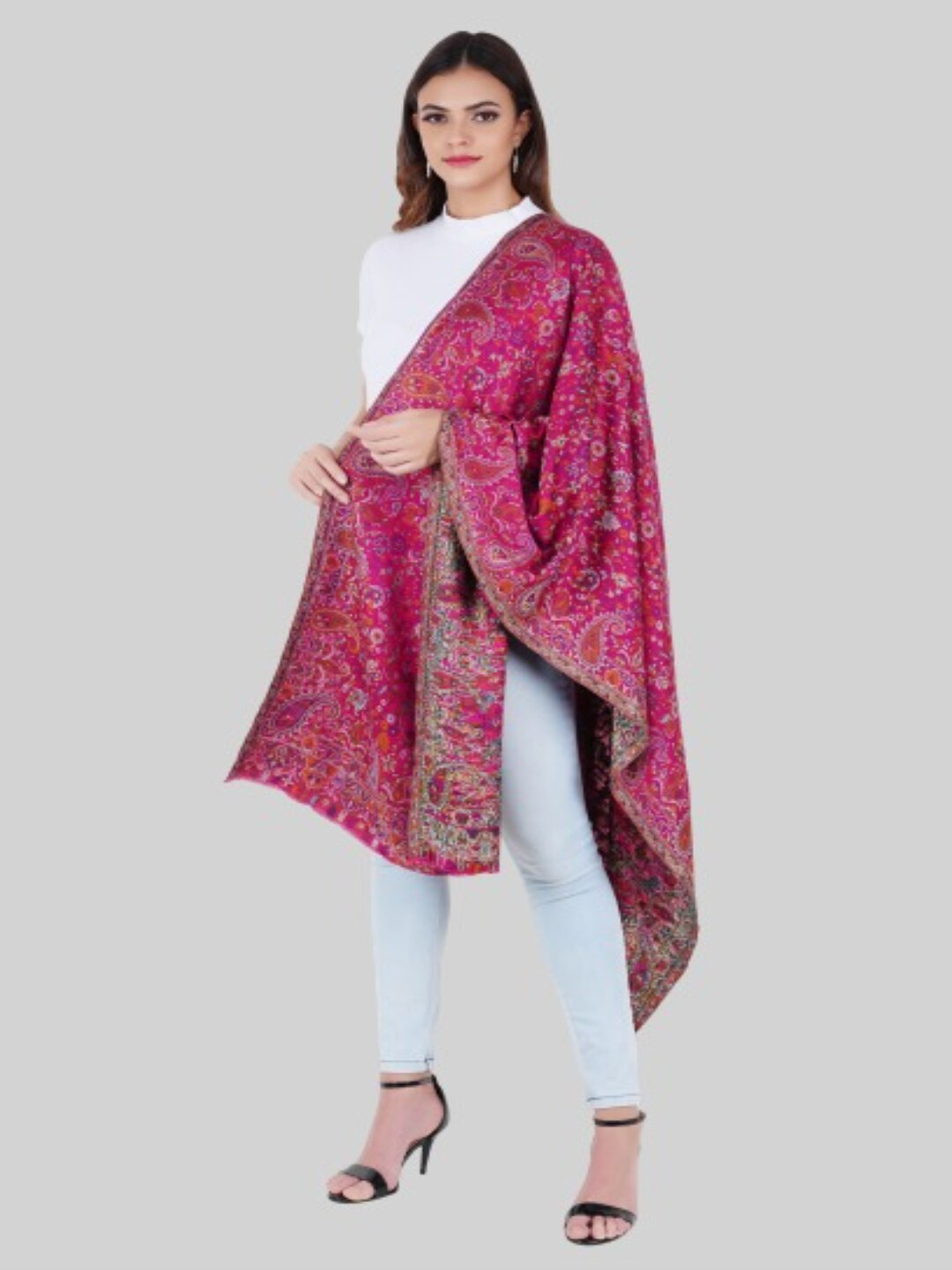 

MUFFLY Women Pink & Orange Printed Stole