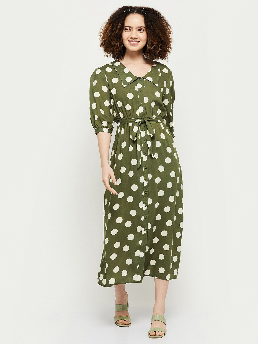 

max Green A-Line Midi Dress