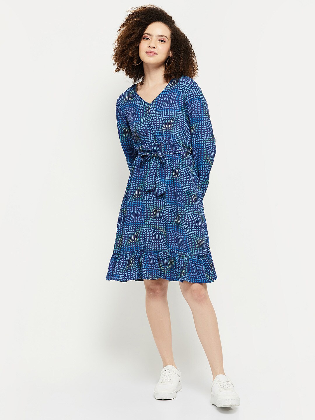 

max Women Blue Fit and Flare Dress