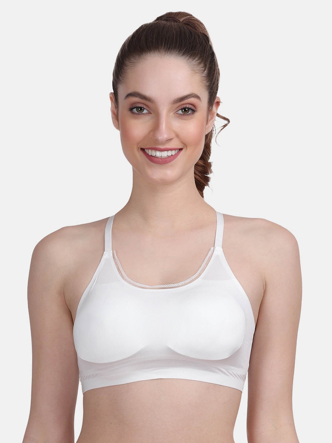 

Amour Secret Women White Lightly Padded Sports Bra