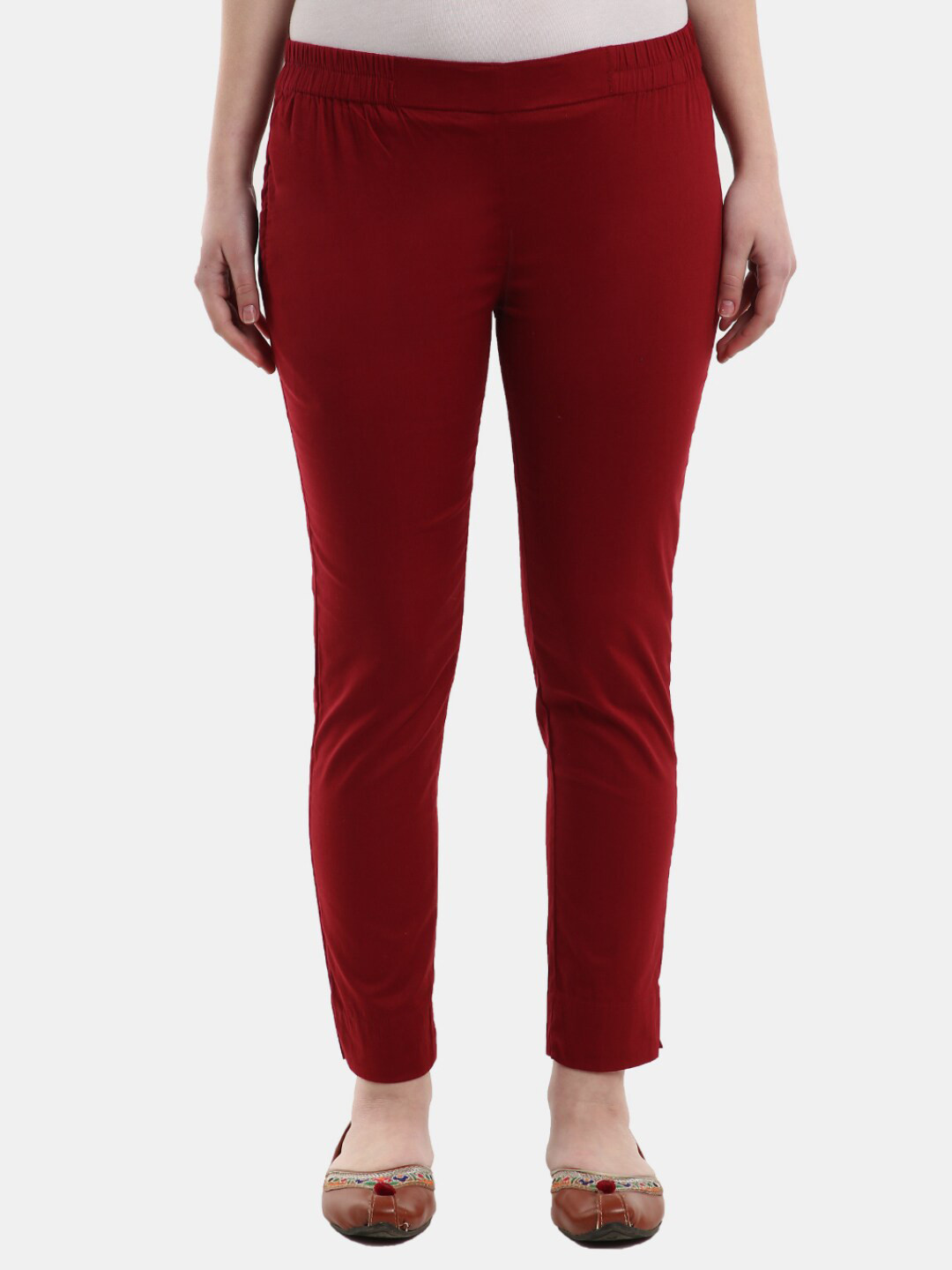 

V-Mart Women Maroon Slim Fit Wrinkle Free Trousers