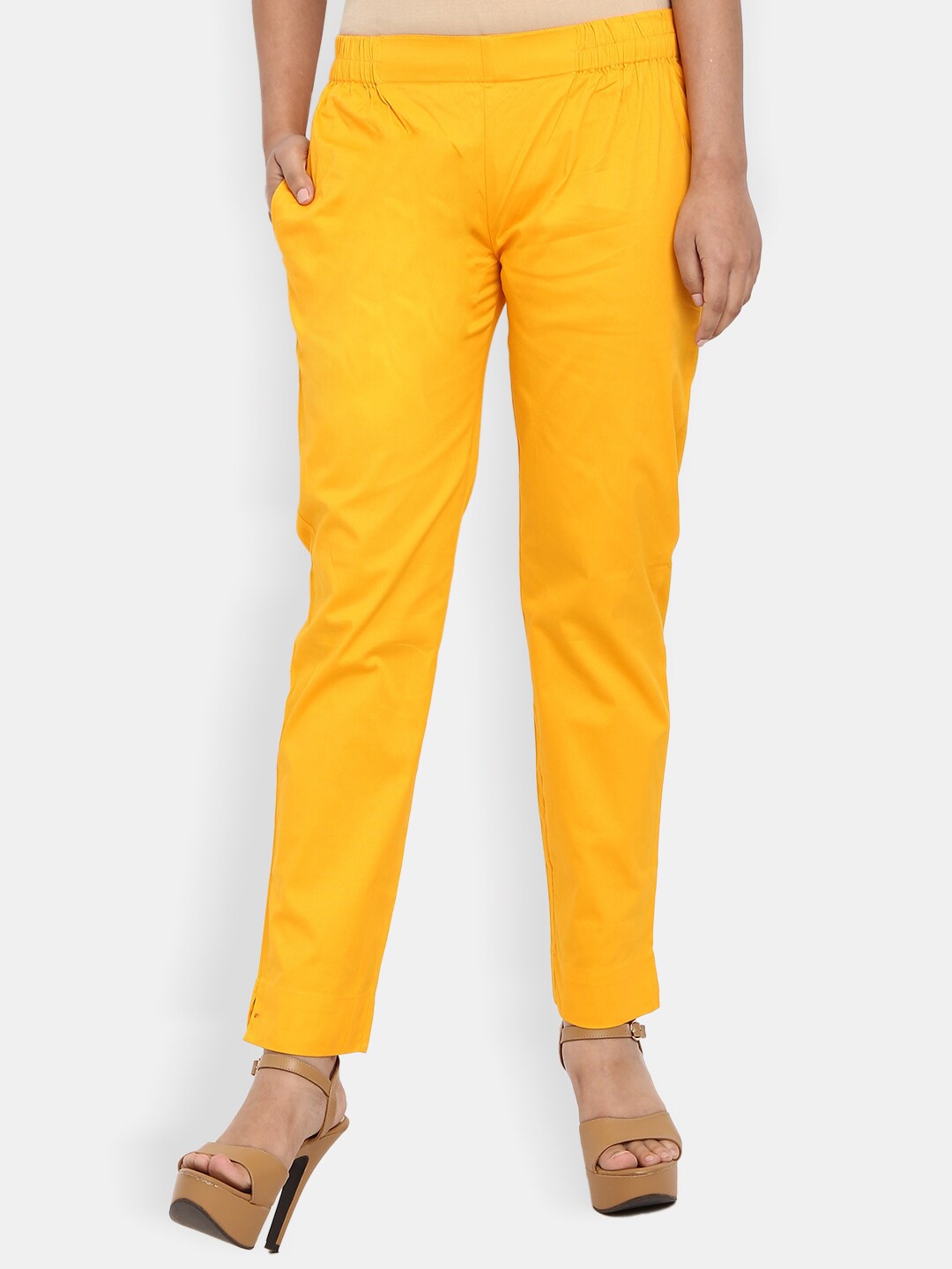 

V-Mart Women Yellow Pleated Trousers