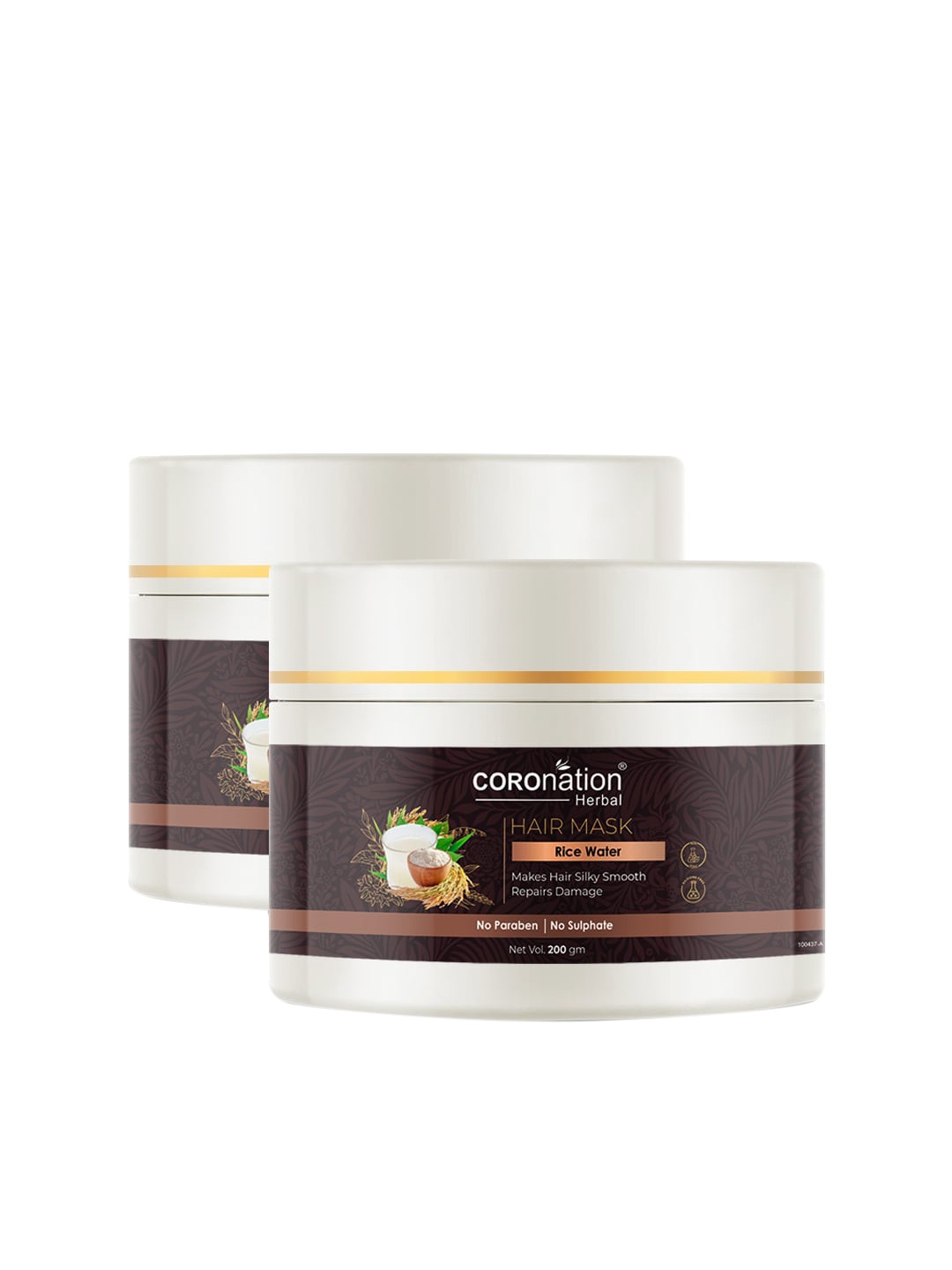 

COROnation Herbal Set of 2 Rice Water Hair Mask with Sweet Almond Oil - 200 g Each, Brown