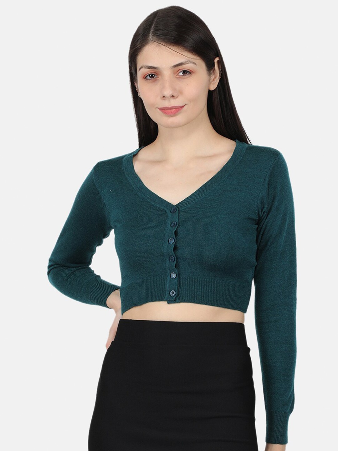 

Monte Carlo Women Green Solid Crop Top