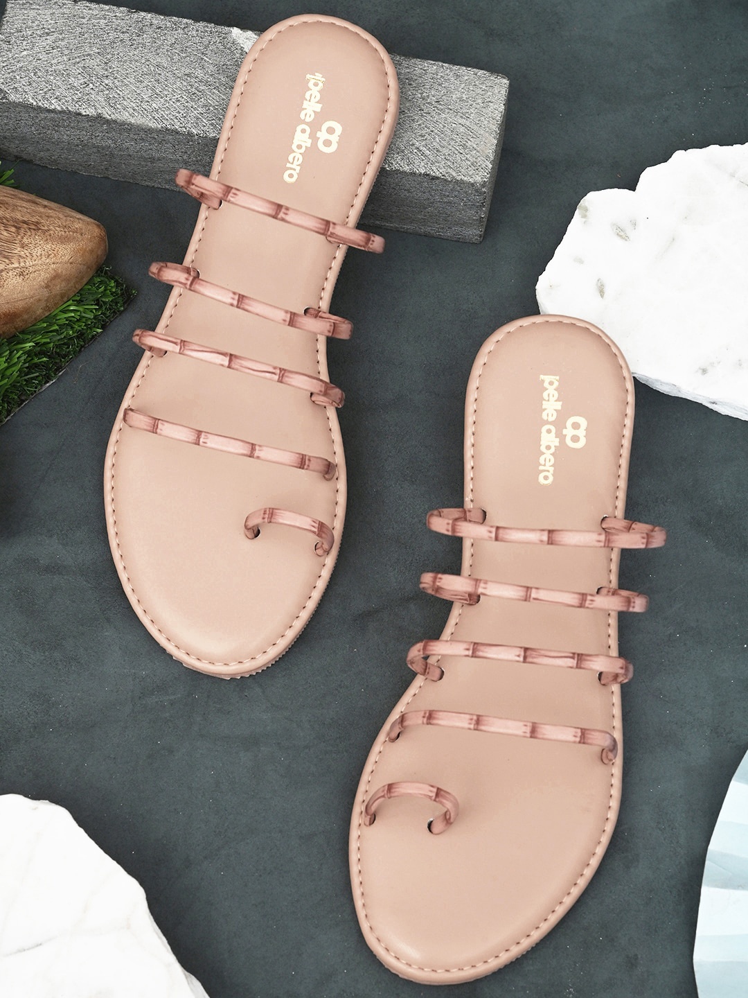 

pelle albero Women Peach-Coloured Party One Toe Flats