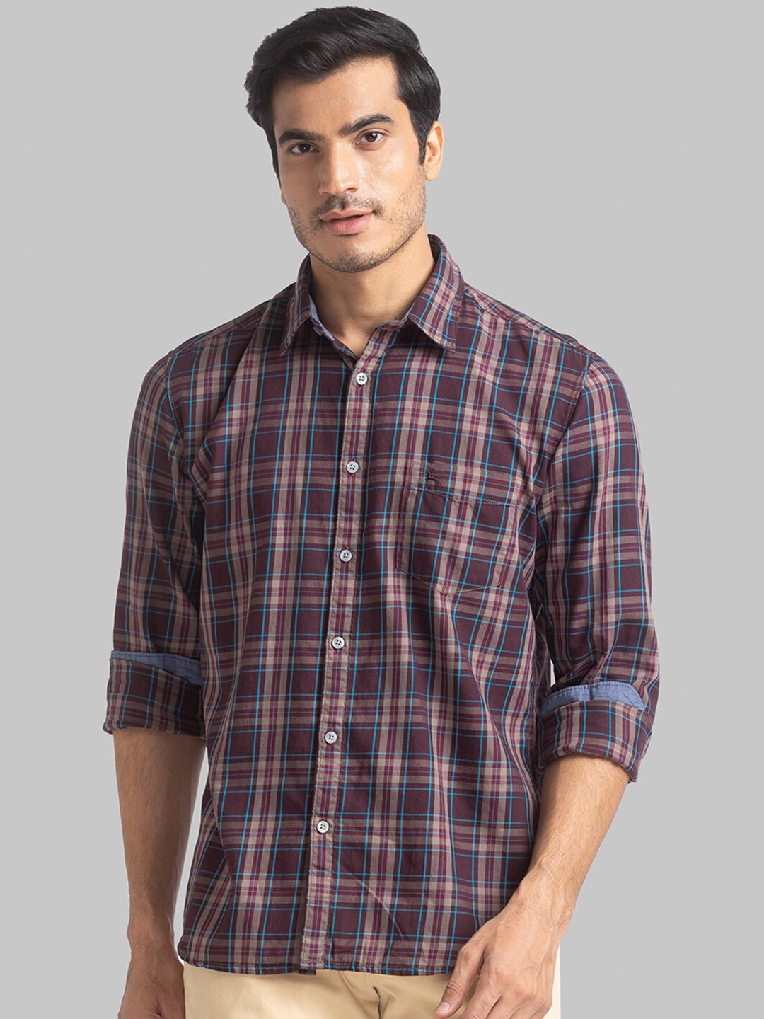 

Parx Men Brown Slim Fit Tartan Checked Casual Shirt