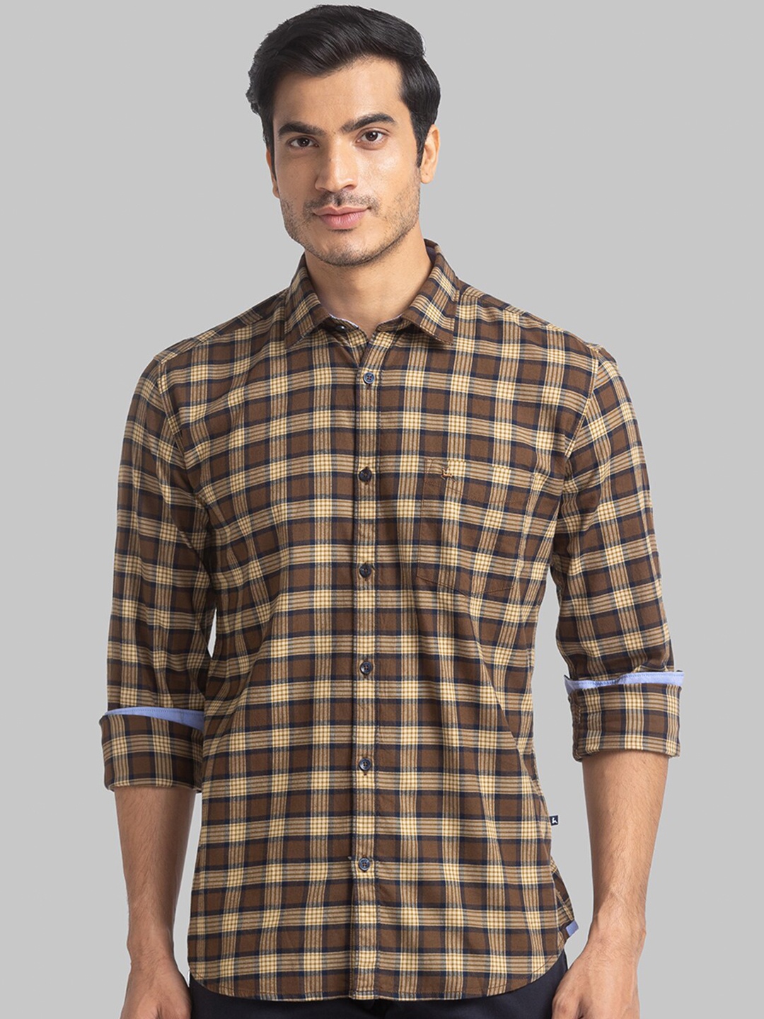 

Parx Men Brown Slim Fit Checked Casual Shirt