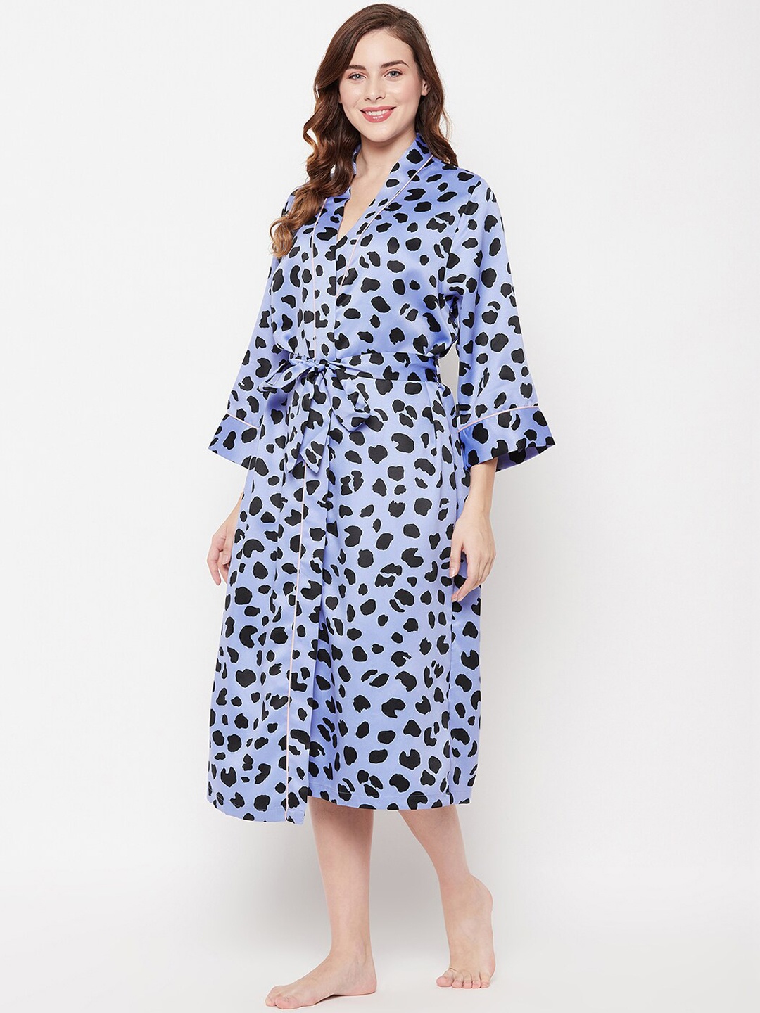 

Clovia Women Blue Printed Sleep Robe