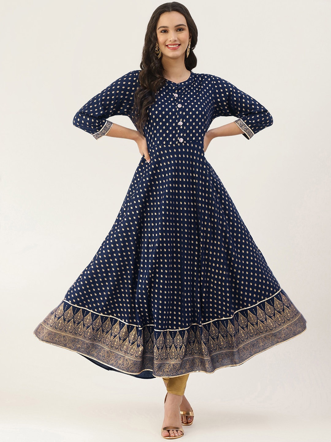 

Lee Moda Women Blue Floral Printed Anarkali Kurta