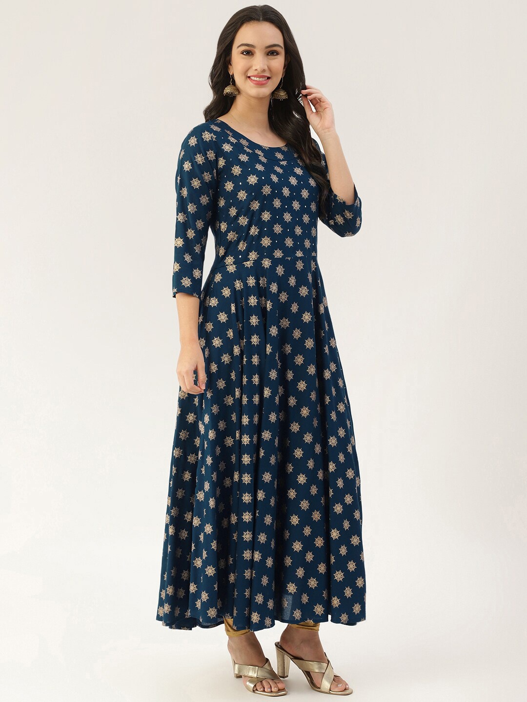 

Lee Moda Women Blue Ethnic Motifs Printed Anarkali Kurta