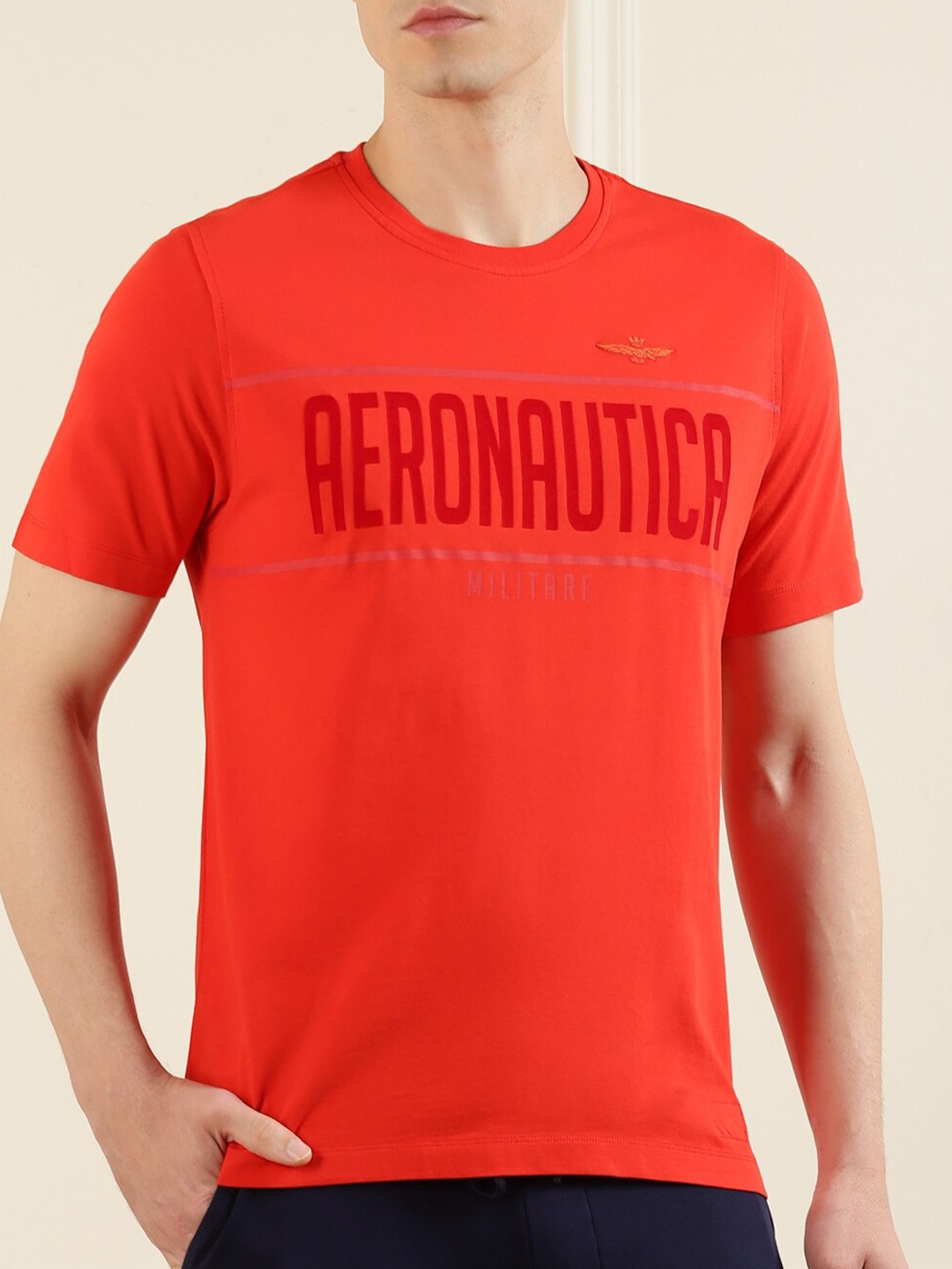 

Aeronautica Militare Men Red Typography Printed T-shirt