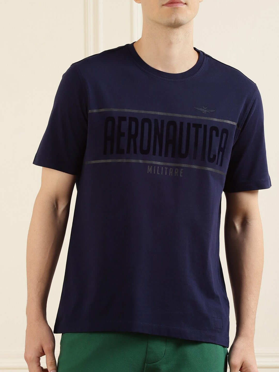 

Aeronautica Militare Men Navy Blue Typography Printed T-shirt