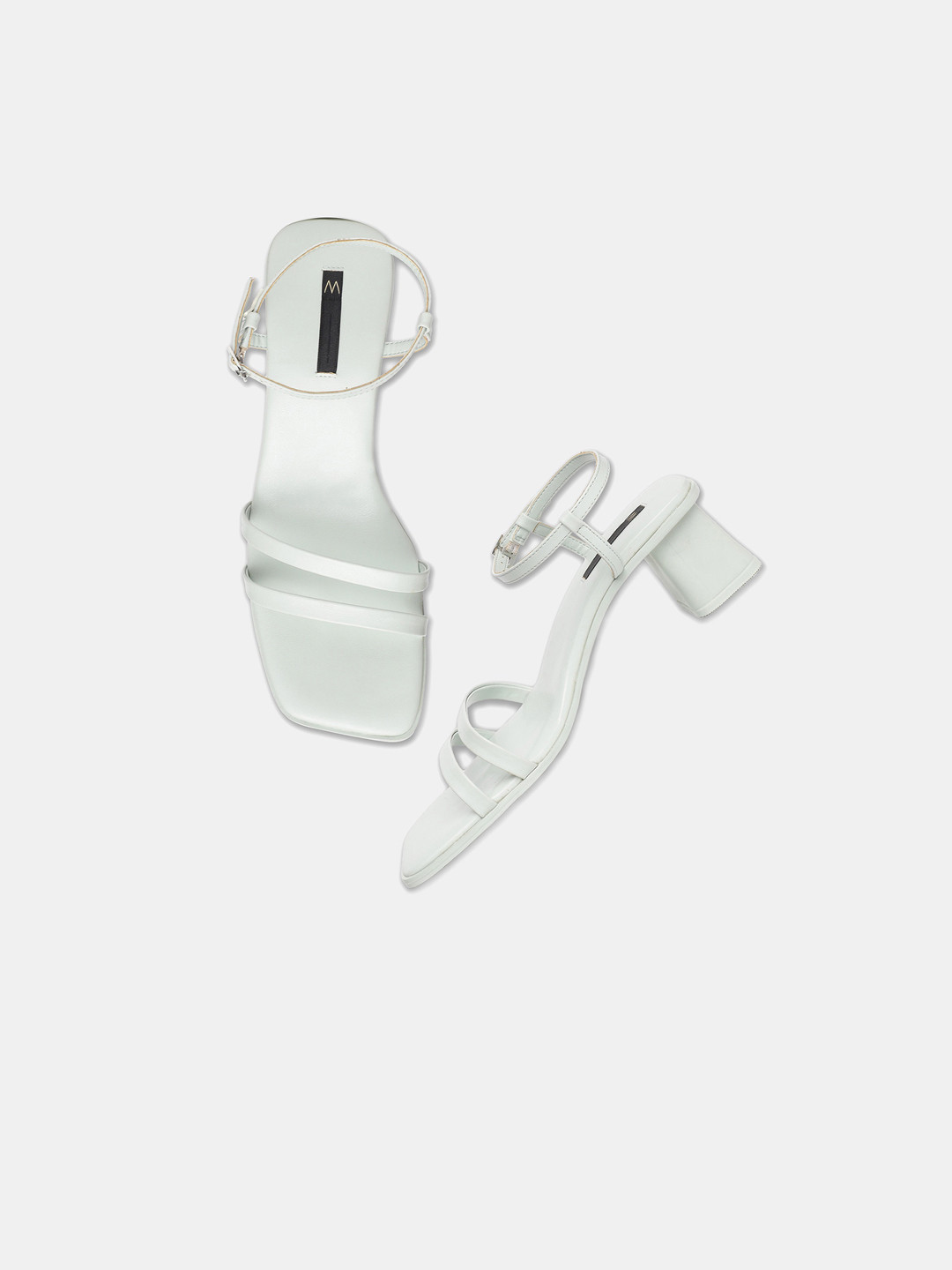 

W Pastel Green Striped PU Work Block Pumps