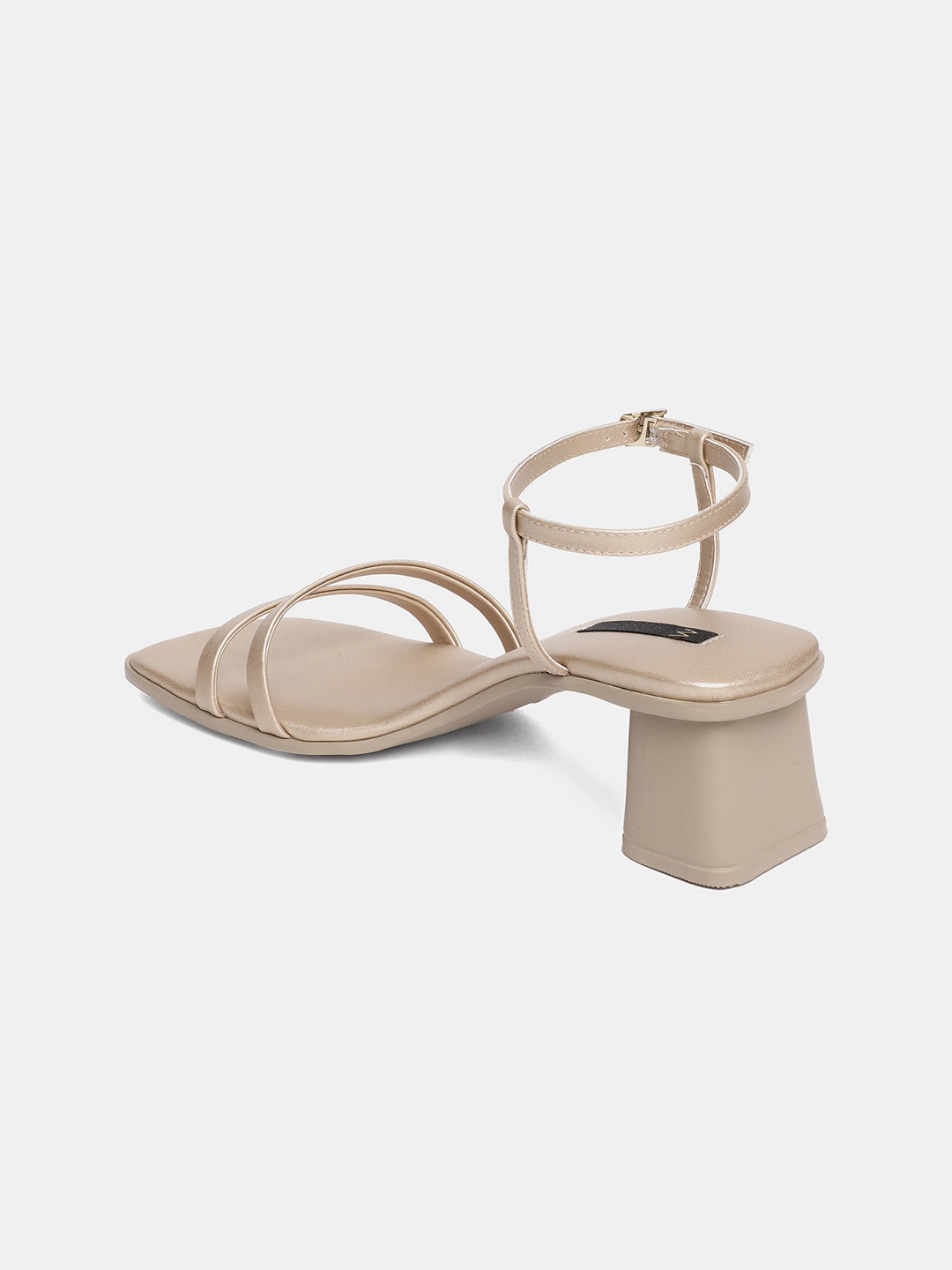 

W Gold-Toned Textured PU Party Block Sandals