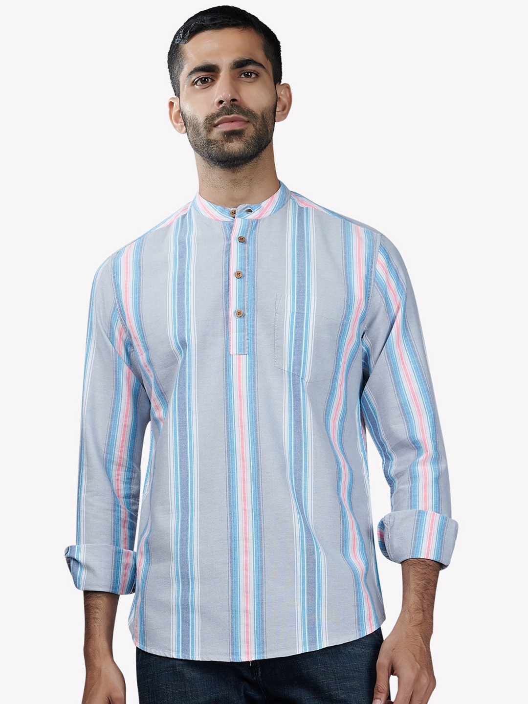 

VASTRADO Men Striped Kurta, Blue