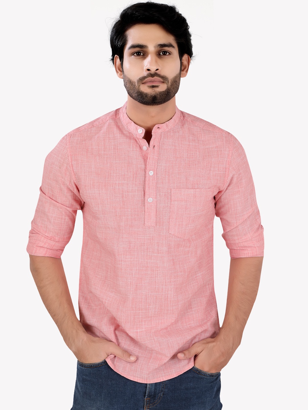 

VASTRADO Men Pink Striped Kurta