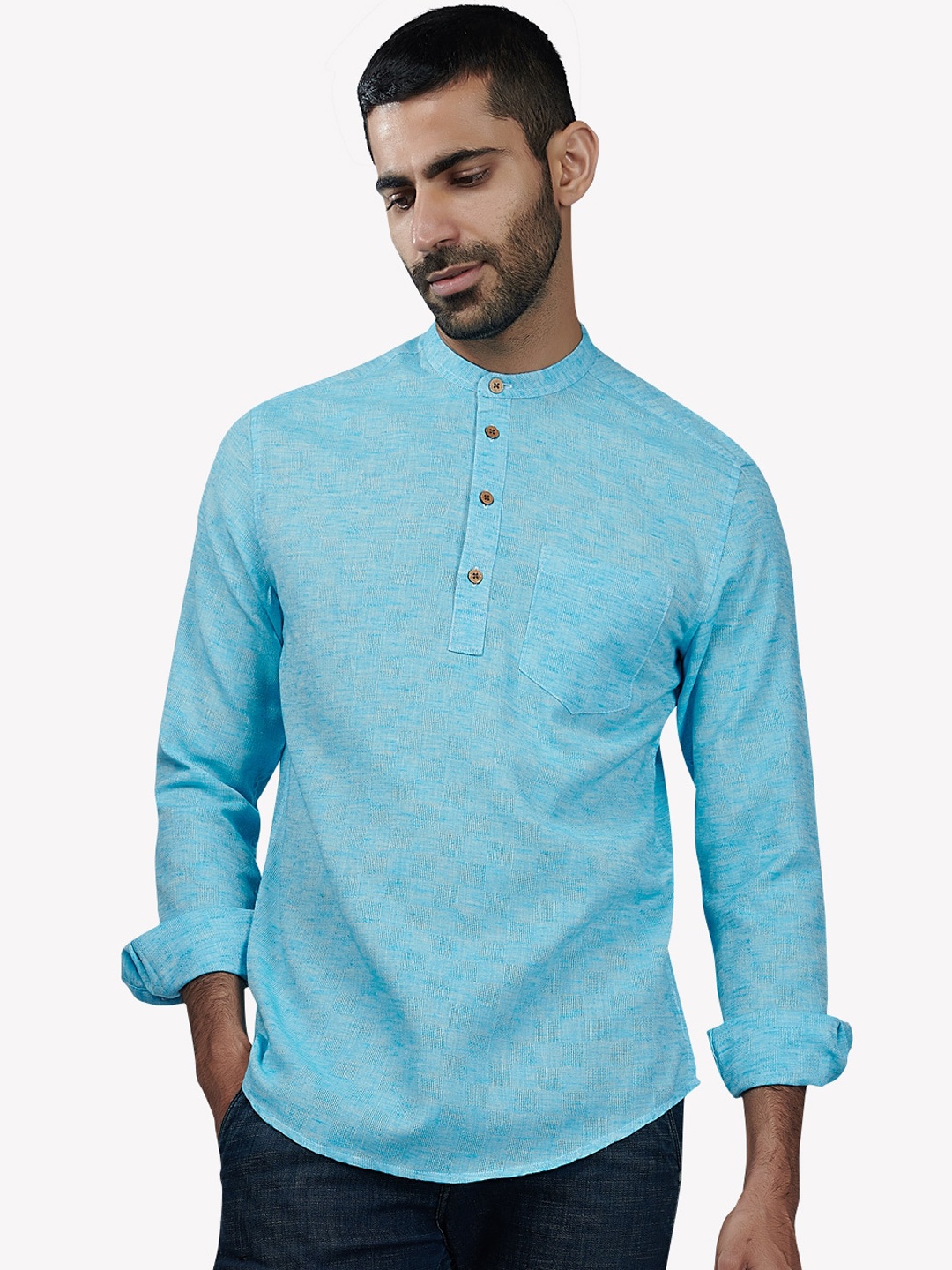 

VASTRADO Men Blue Thread Work Kurta