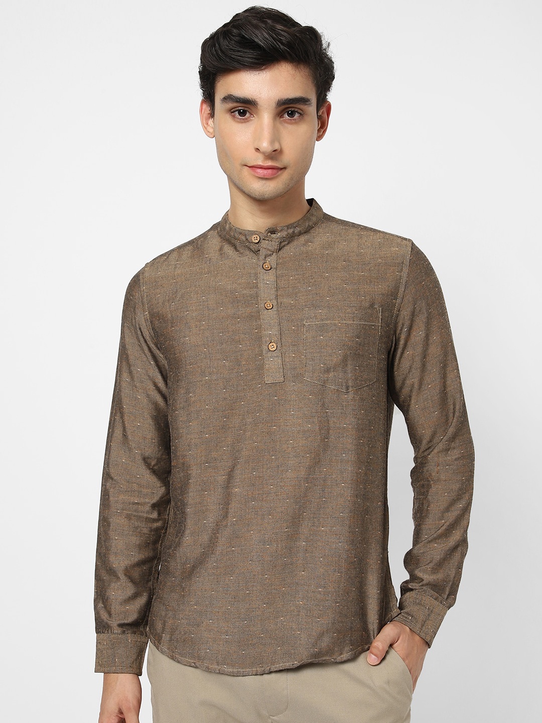

VASTRADO Men Olive Green Printed Kurta