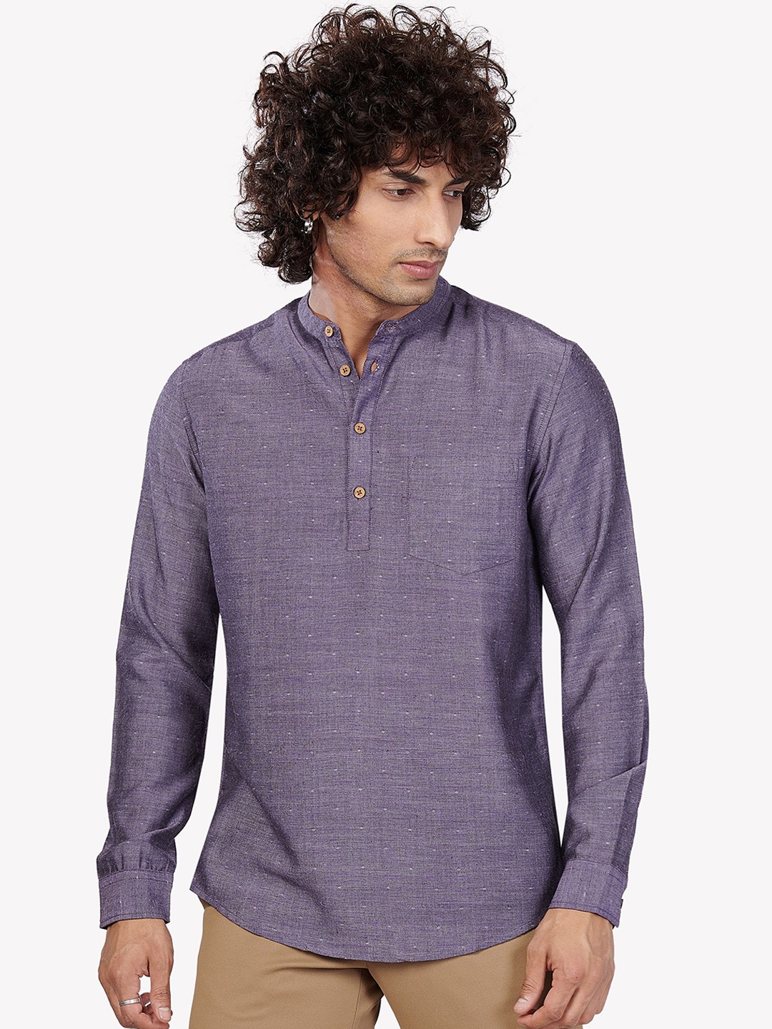 

VASTRADO Men Purple Thread Work Kurta