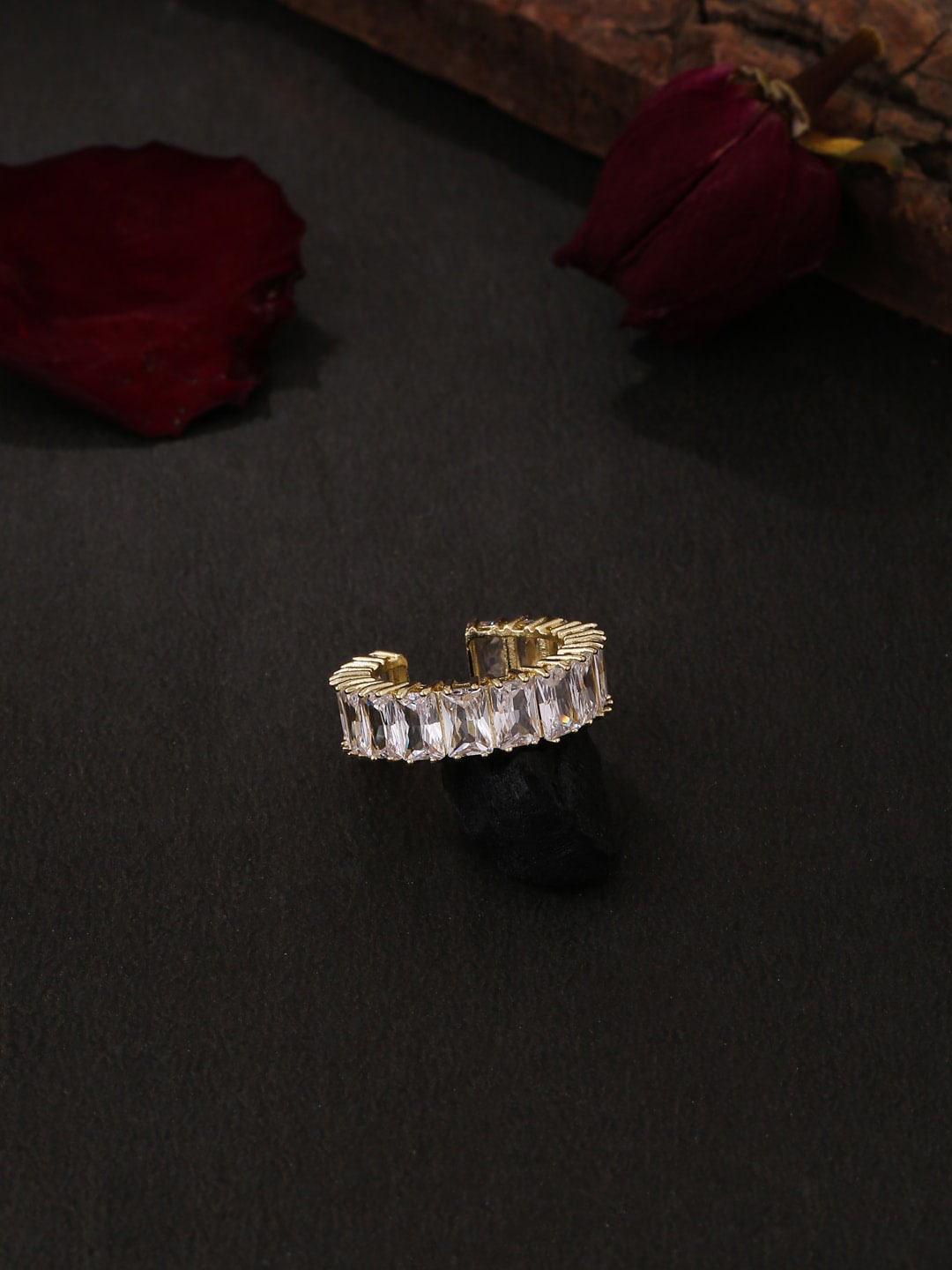 

kashwini Gold-Plated White Stone-Studded Adjustable Finger Ring