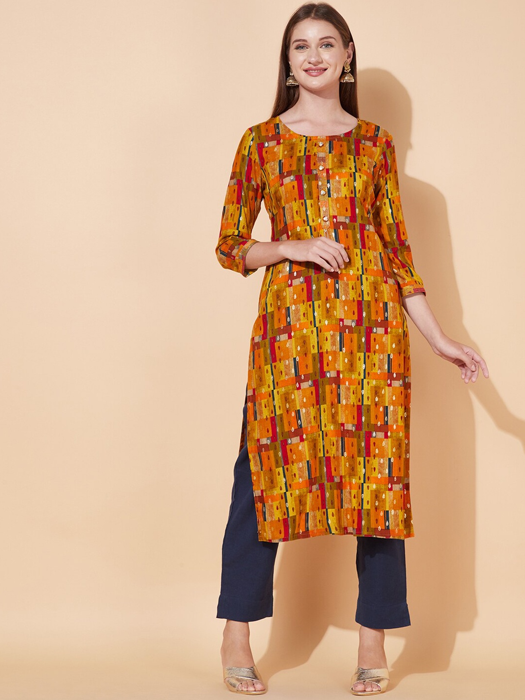 

FASHOR Women Brown Dyed Kurta